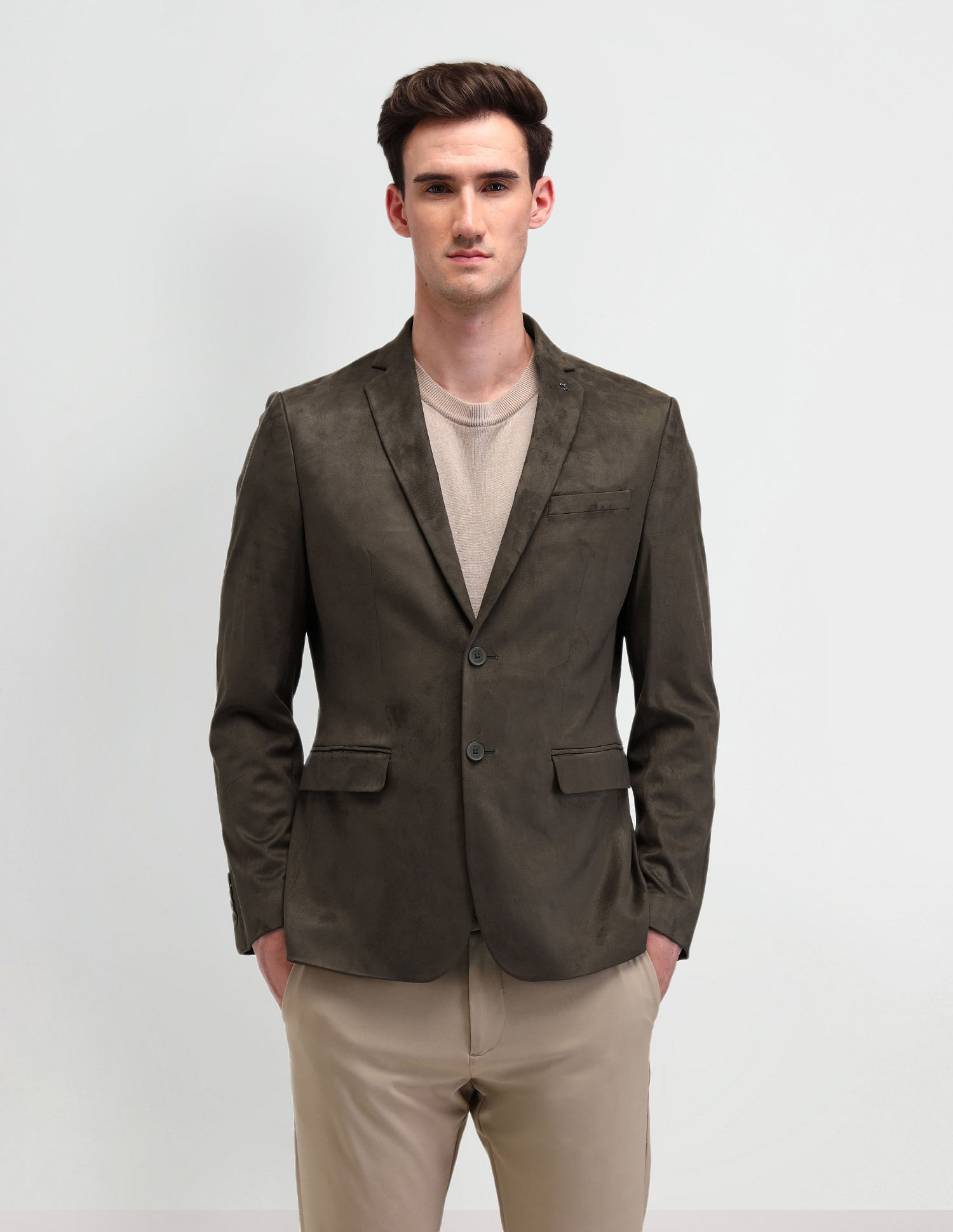 Arrow Zero Calorie Slim Fit Knitted Suede Blazer