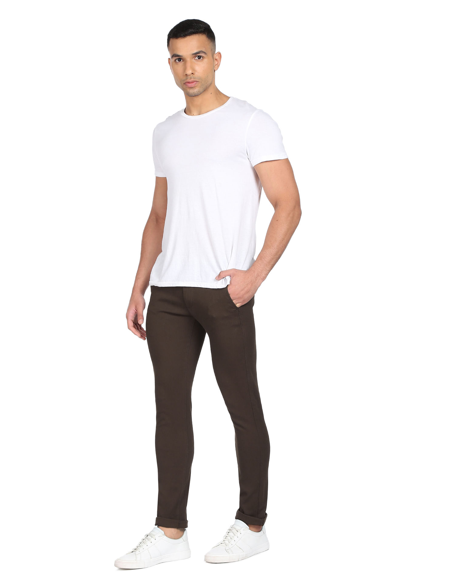 Buy Arrow Sport Men Textured Slim Fit Low Rise Trousers - Trousers for Men  21576134 | Myntra