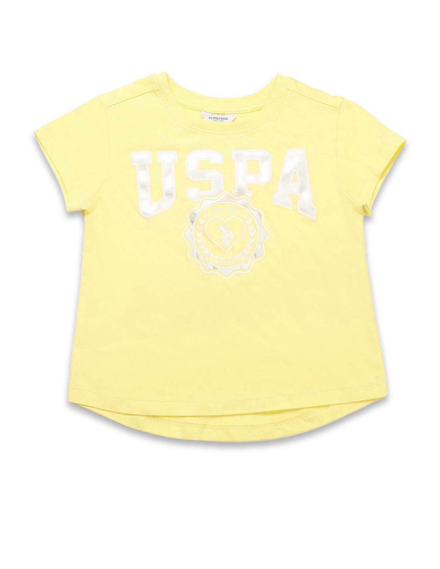 U.S. Polo Assn. Kids Girls Foil Print Relaxed Fit T-Shirt
