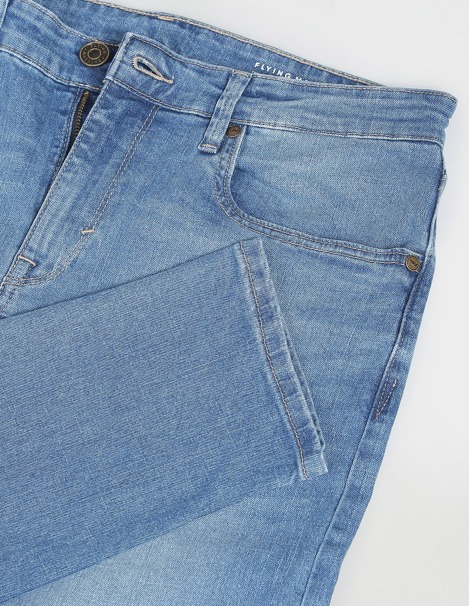 Flying Machine Slash Slim Tapered Fit Mid Rise Jeans