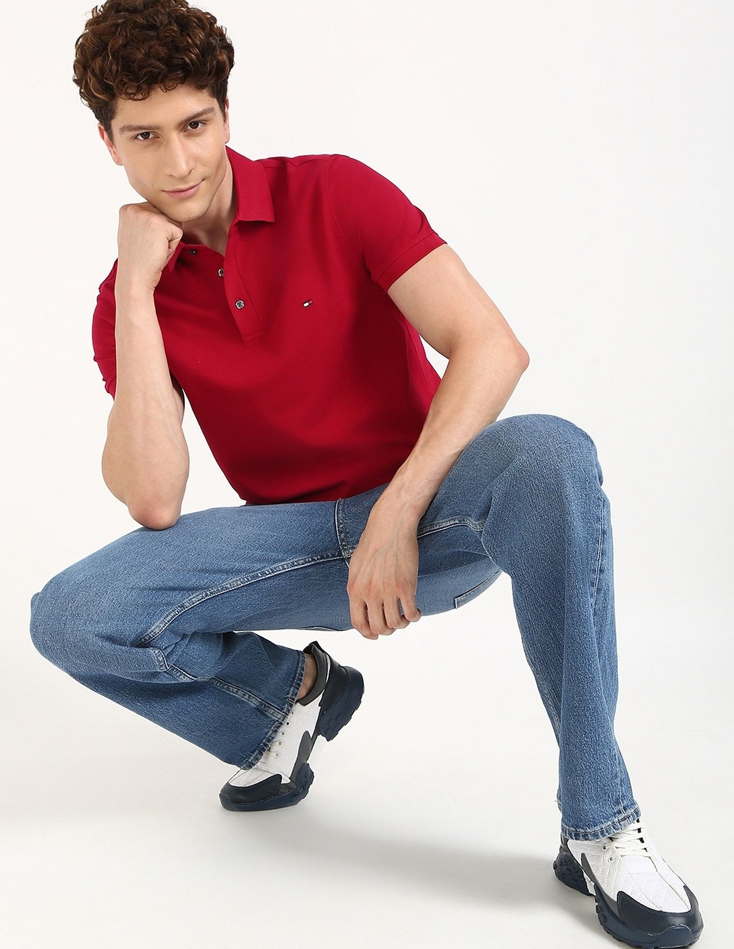 Tommy Hilfiger Solid Slim-Fit Cotton Polo Shirt