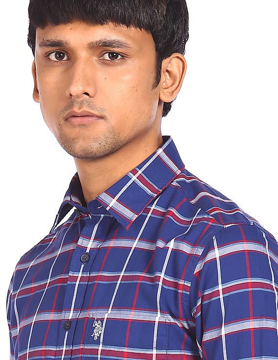 U.S. Polo Assn. Spread Collar Checked Casual Shirt