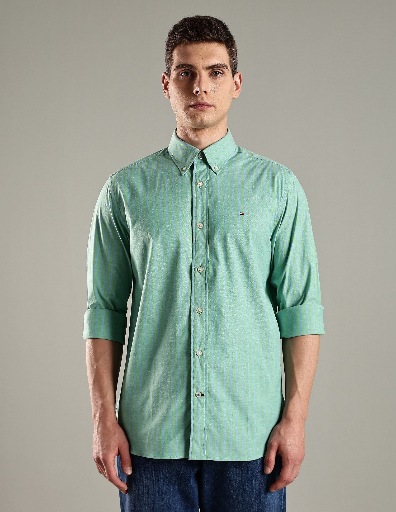 Tommy Hilfiger Striped Regular Fit Cotton Shirt