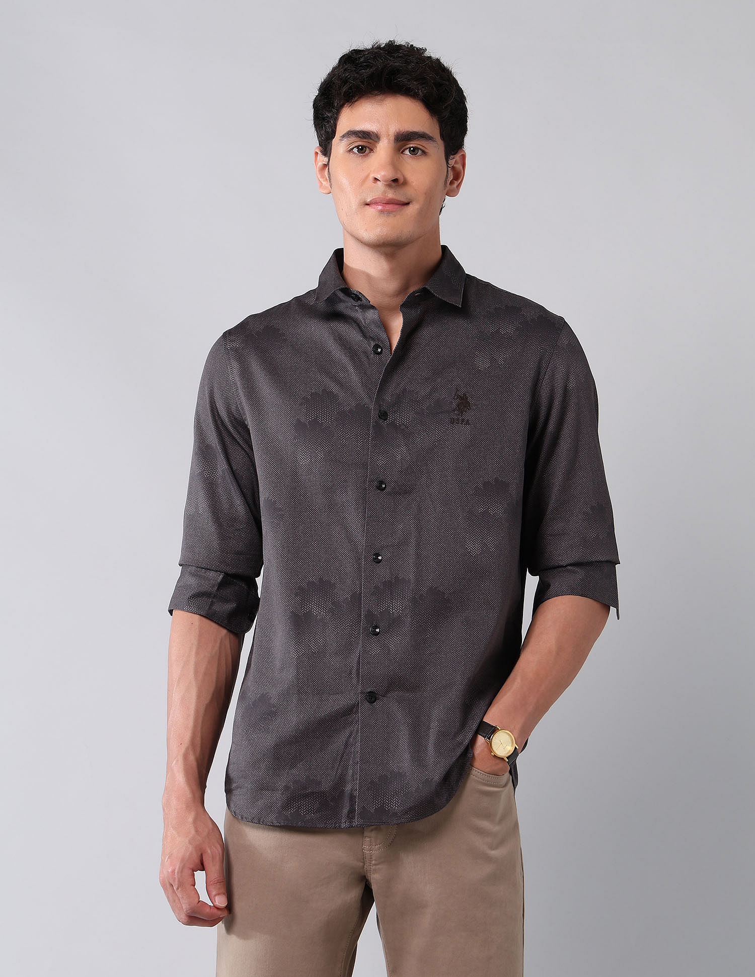 U.S. Polo Assn. Denim Co. All-Over Printed Pure Cotton Shirt