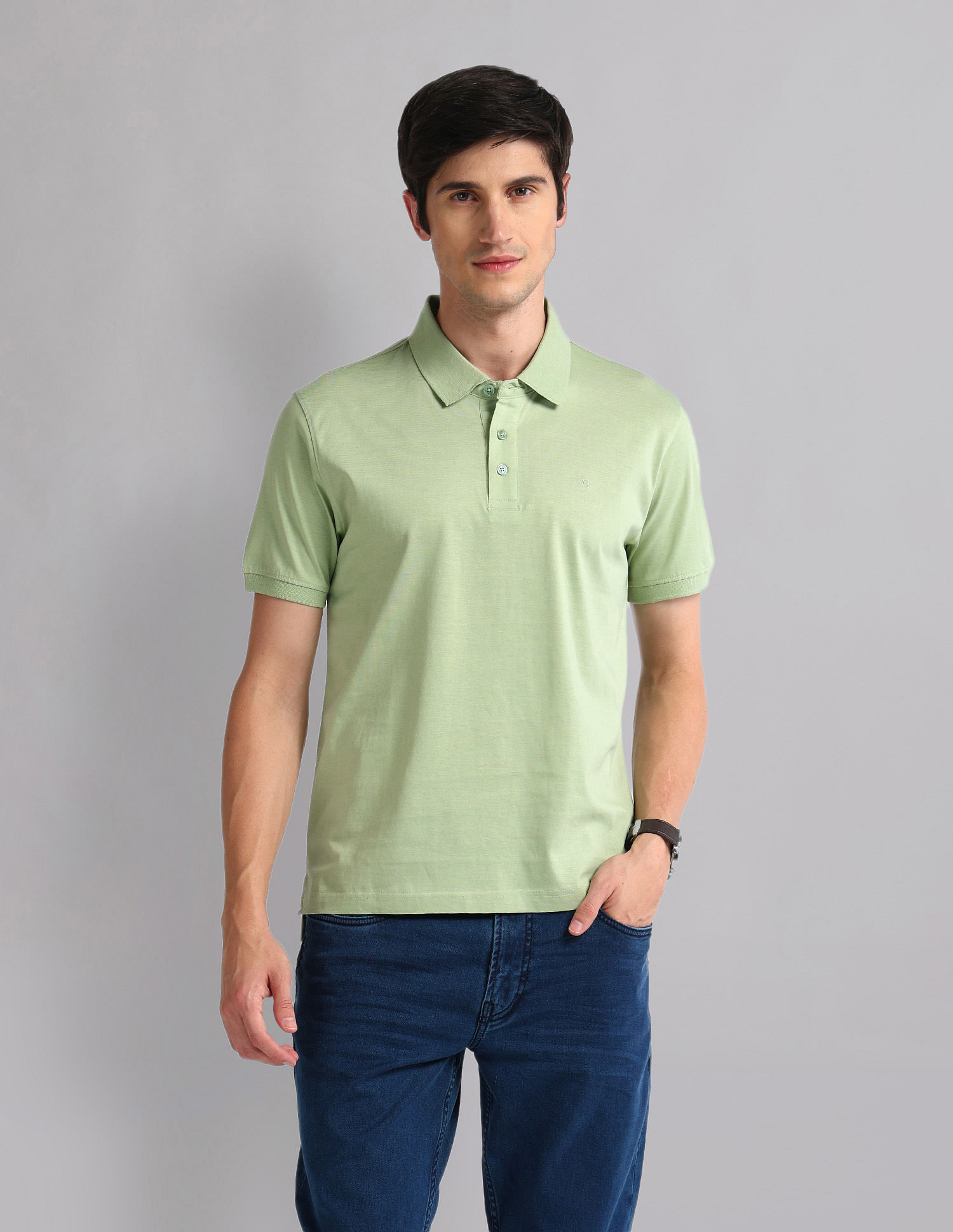 AD by Arvind Slim Fit Mercerised Polo Shirt