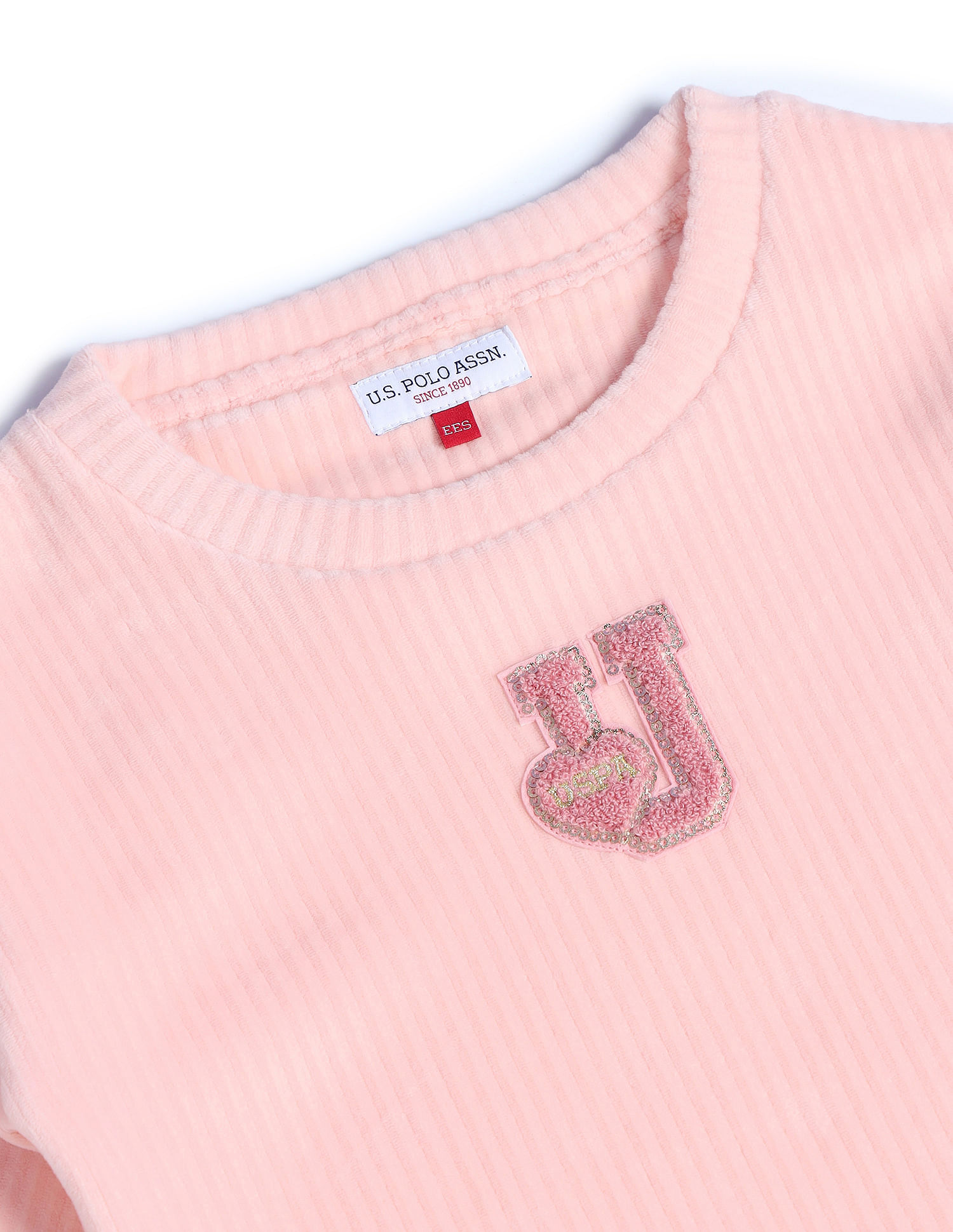 U.S. Polo Assn. Kids Girls Ribbed Sweatshirt