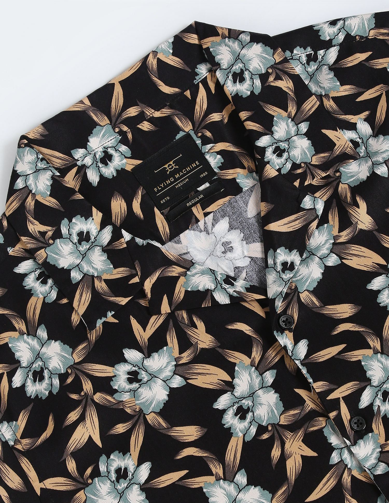 Flying Machine Viscose Floral Cuban Collar Shirt
