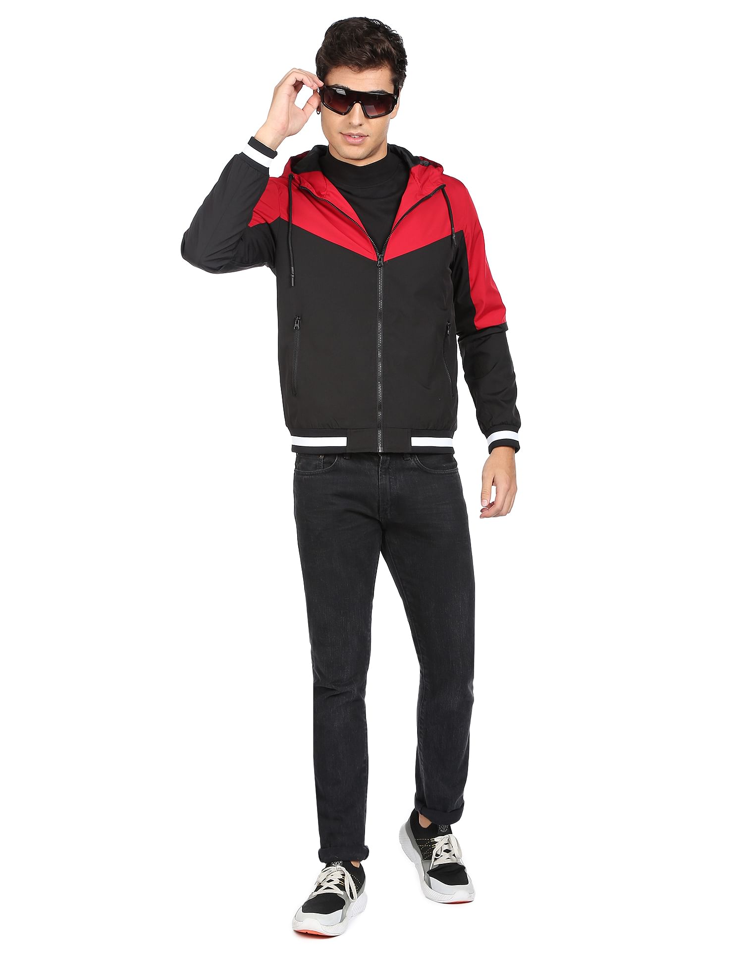 Flying Machine Colour Block Hooded Jacket