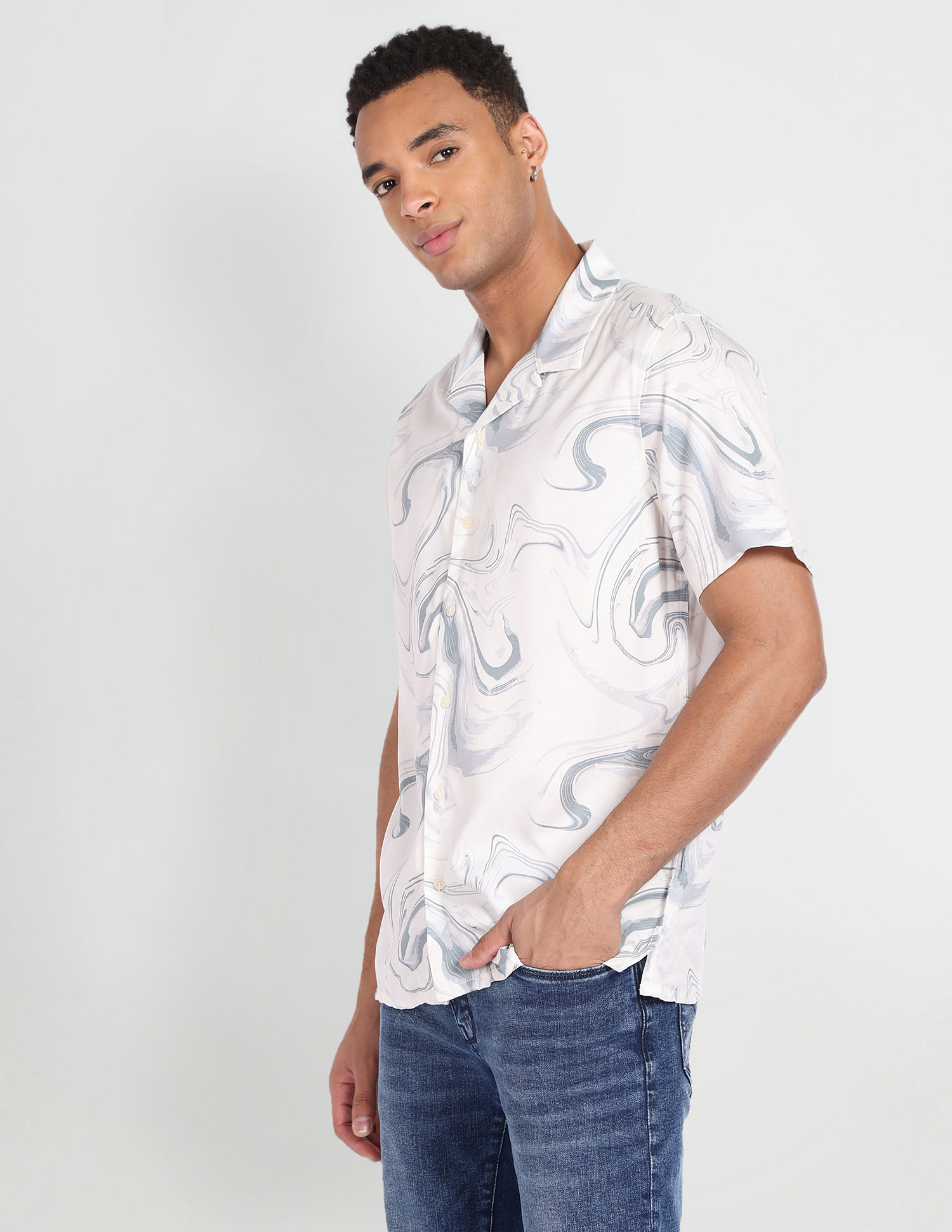 Flying Machine Short Sleeve Abstract Print Shirt