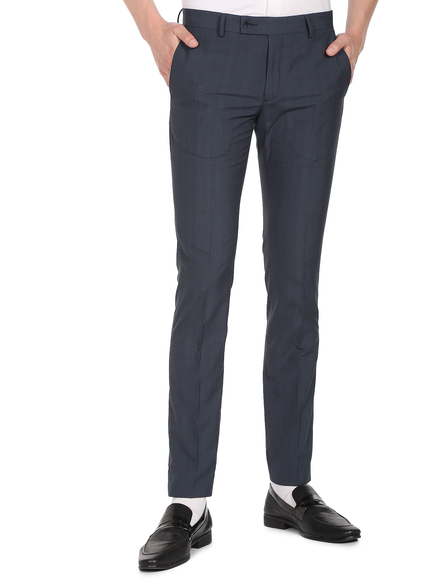 Wehilion Men's Premium Slim Fit Dress Suit Pants Slacks Tight Suit Elastic Formal  Trousers,Navy Blue,XL - Walmart.com