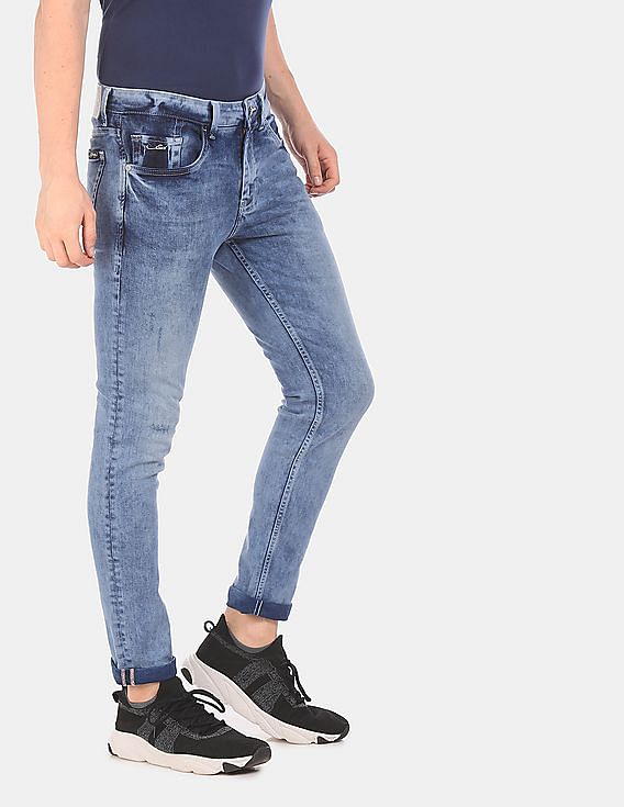 Klinik Forberedende navn Gætte Buy Ed Hardy Men Blue Skuller Super Slim Fit Rags Wash Jeans - NNNOW.com