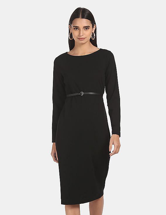 black sheath long dress