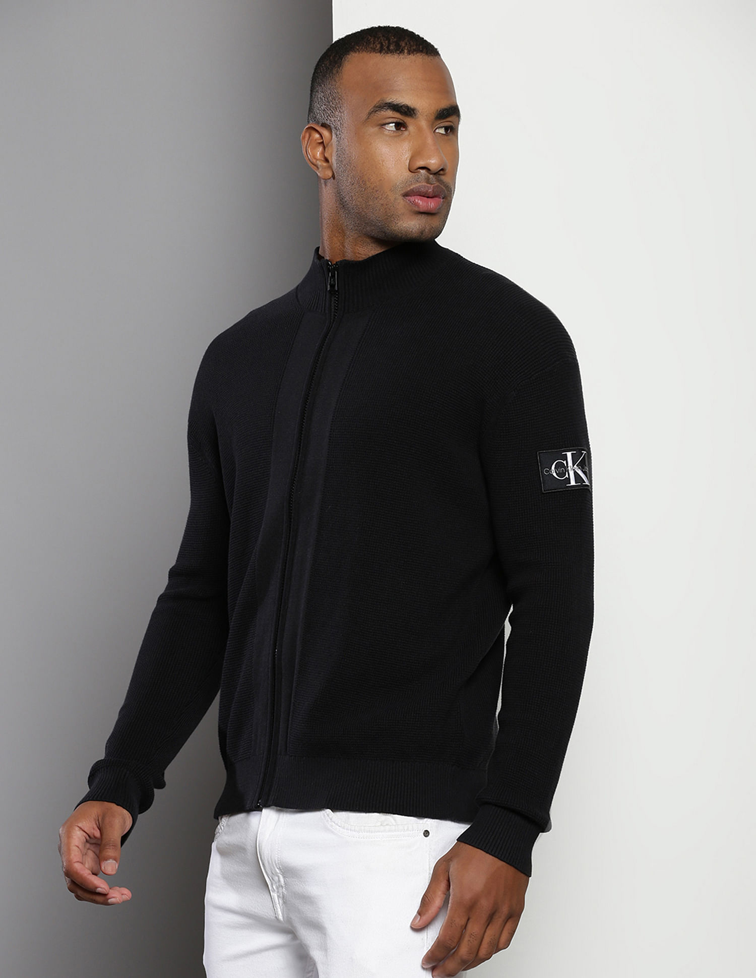 Calvin Klein Stand Neck Logo Badge Sweater