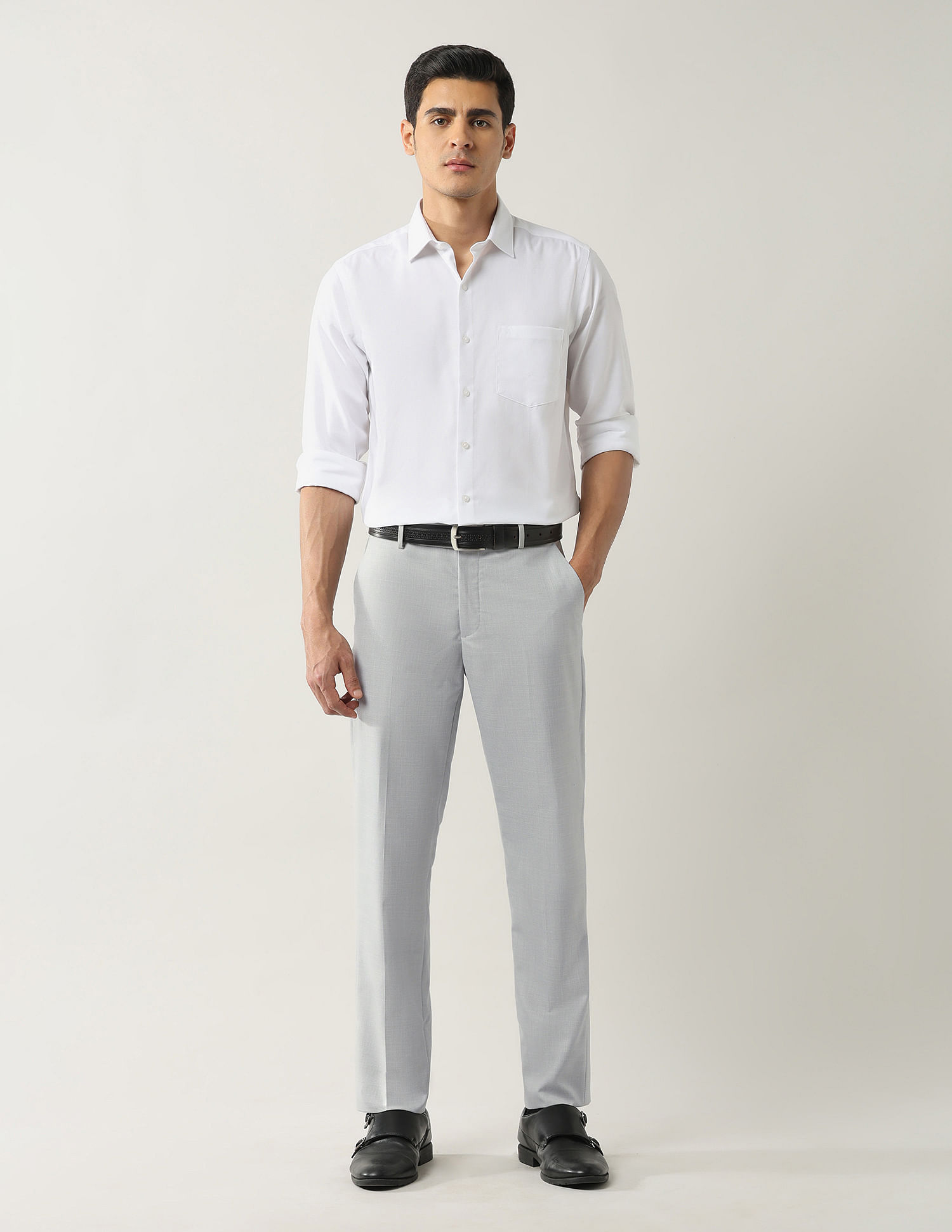 Arrow Regular Fit Dobby Weave Autoflex Trousers