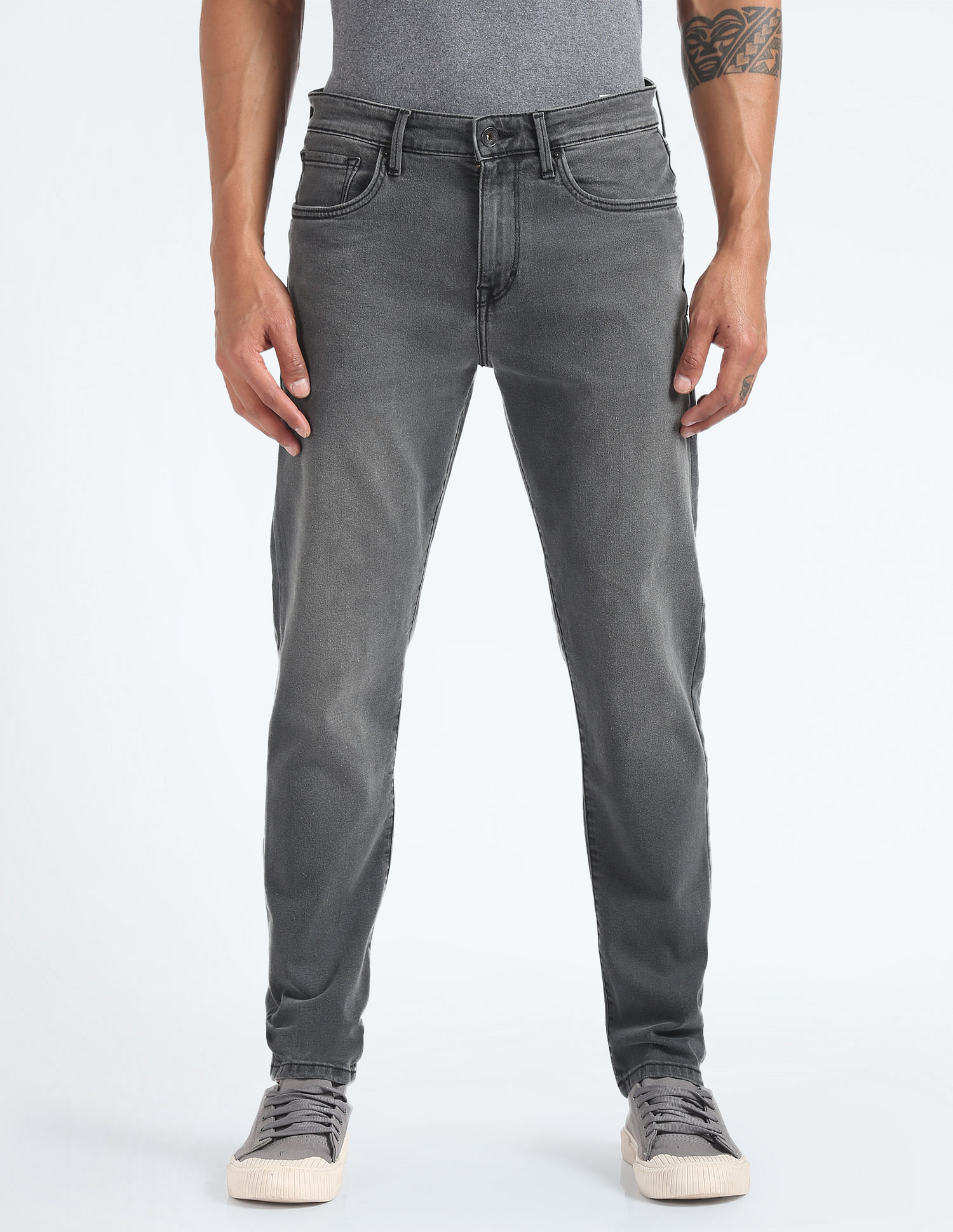 Flying Machine Slash Slim Tapered Fit Mid Rise Jeans