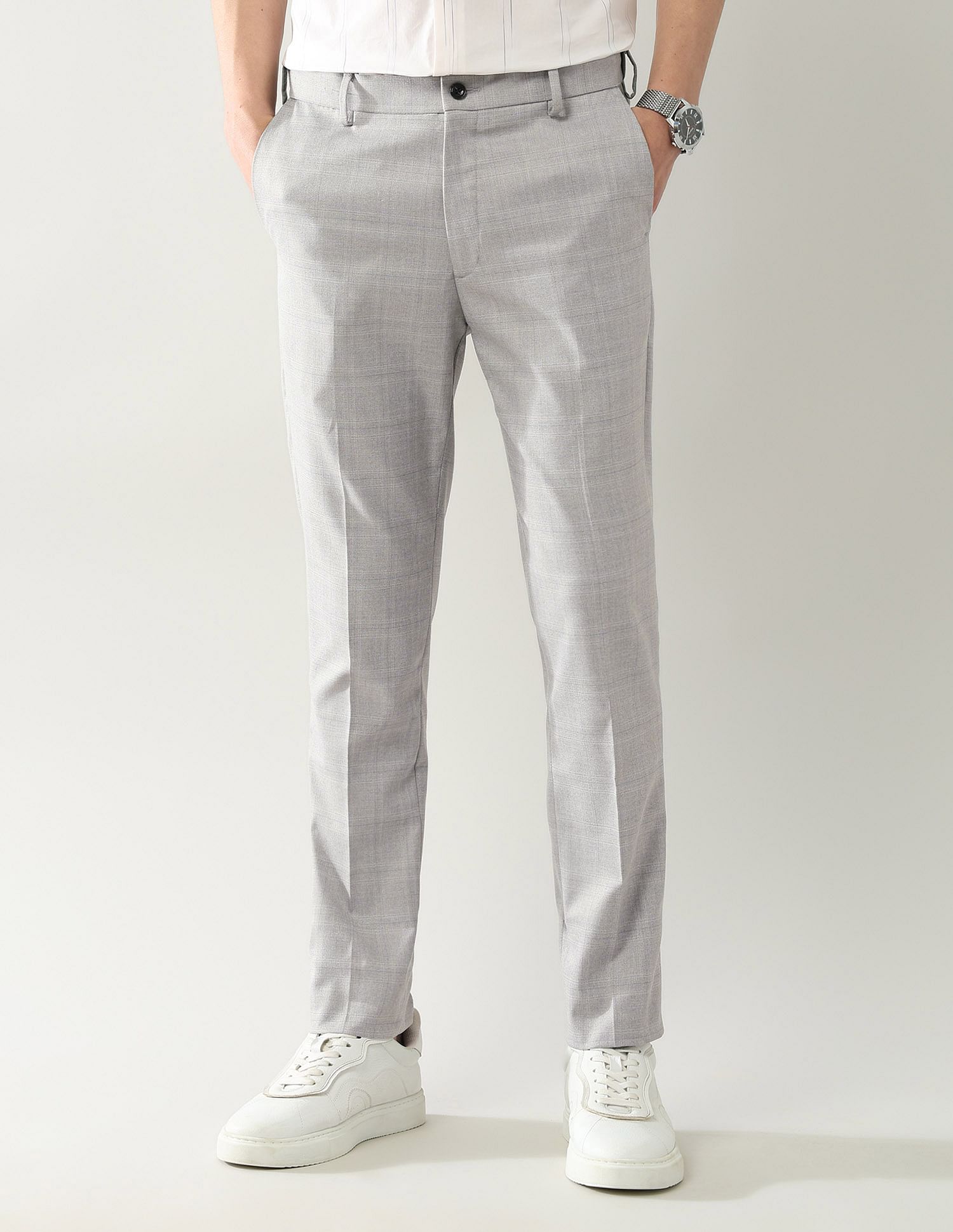 Arrow Newyork Checked Dobby Autoflex Trousers