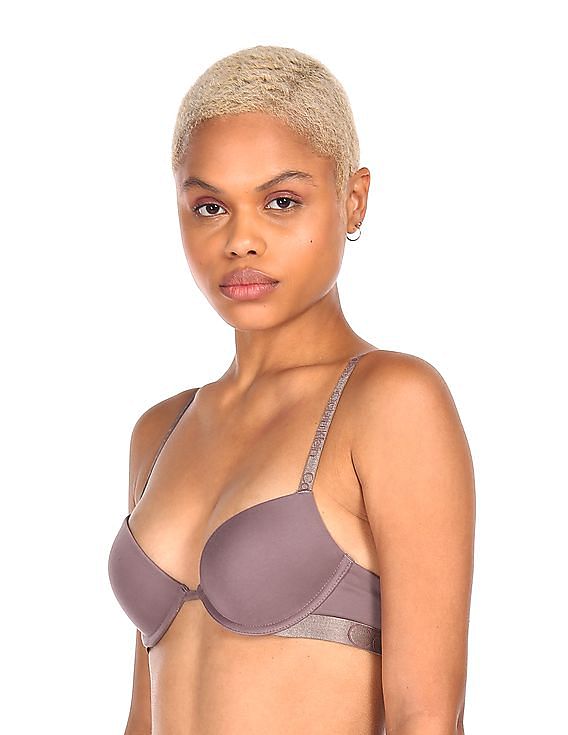 Buy Calvin Klein Underwear Women Purple Adjustable Strap Lace Push Up Bra 