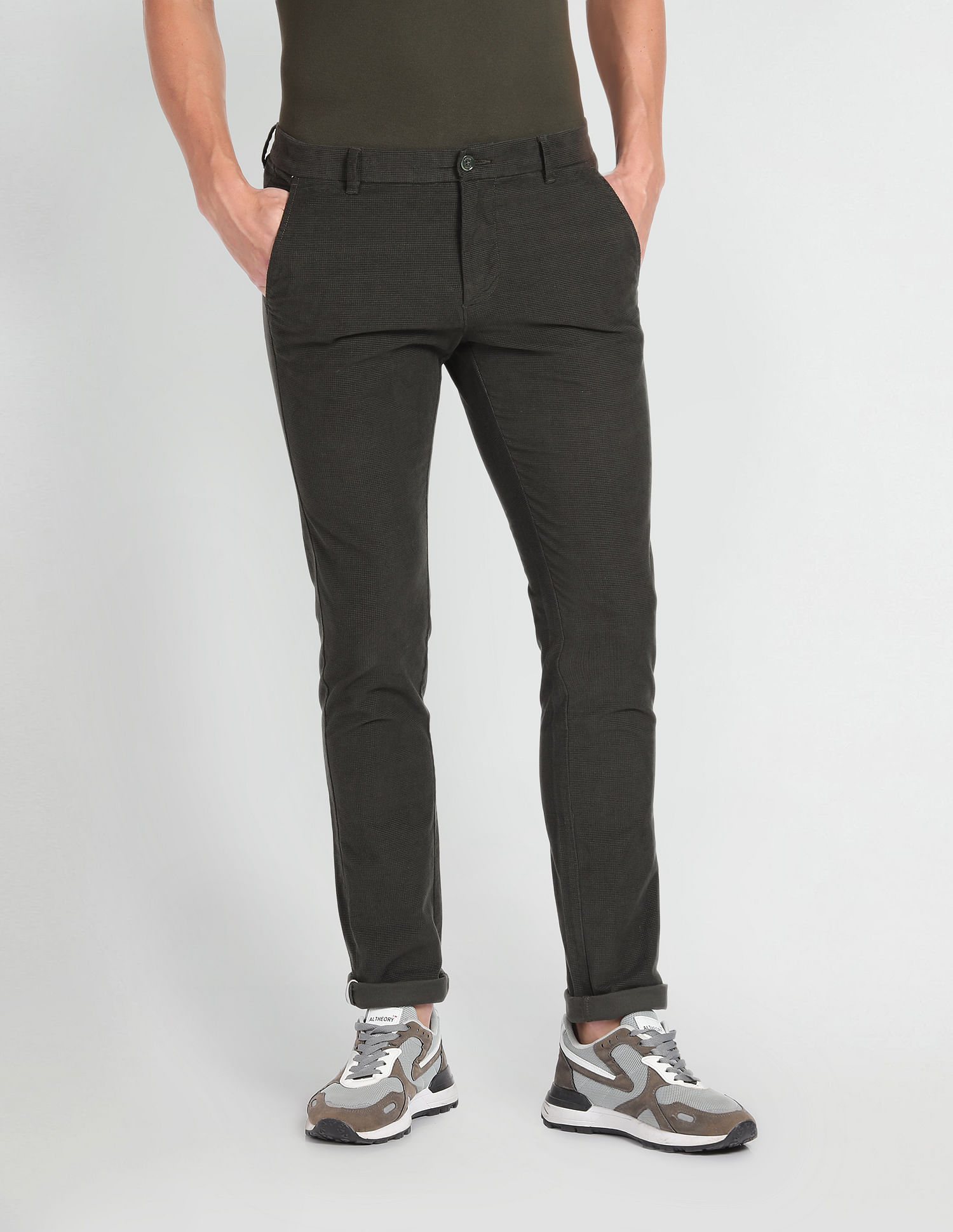 Arrow Sports Solid Dobby Trousers