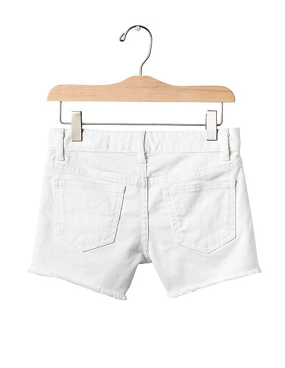 GAP Girls White 1969 Frayed Denim Shorty Short