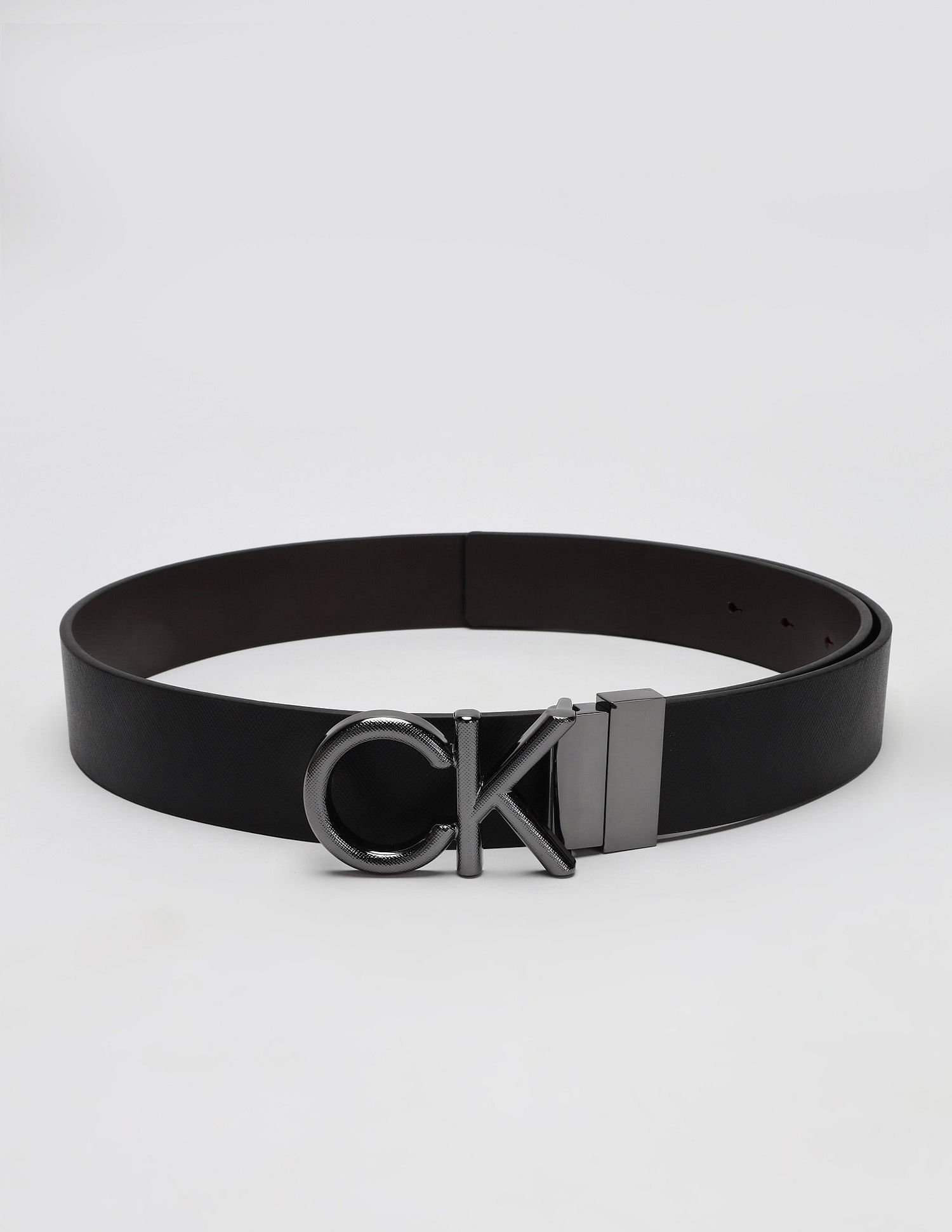 Calvin Klein Solid Black Leather Reversible Belts