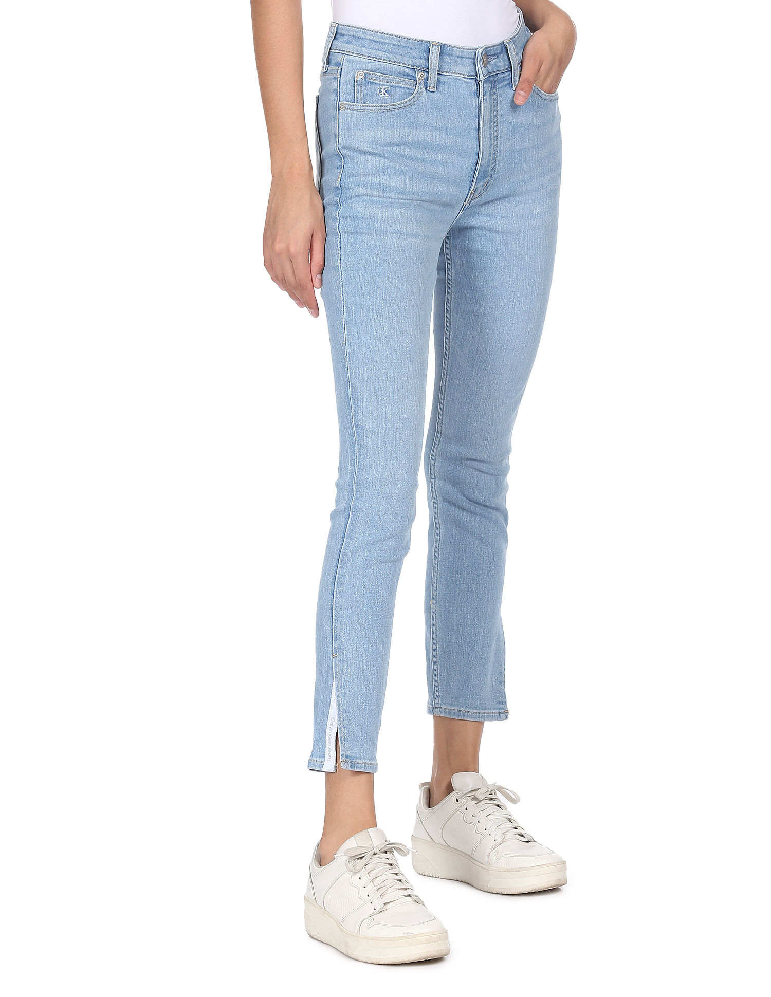 Buy Calvin Klein Jeans Women Light Blue Skinny Fit High Rise Ankle Jeans NNNOW