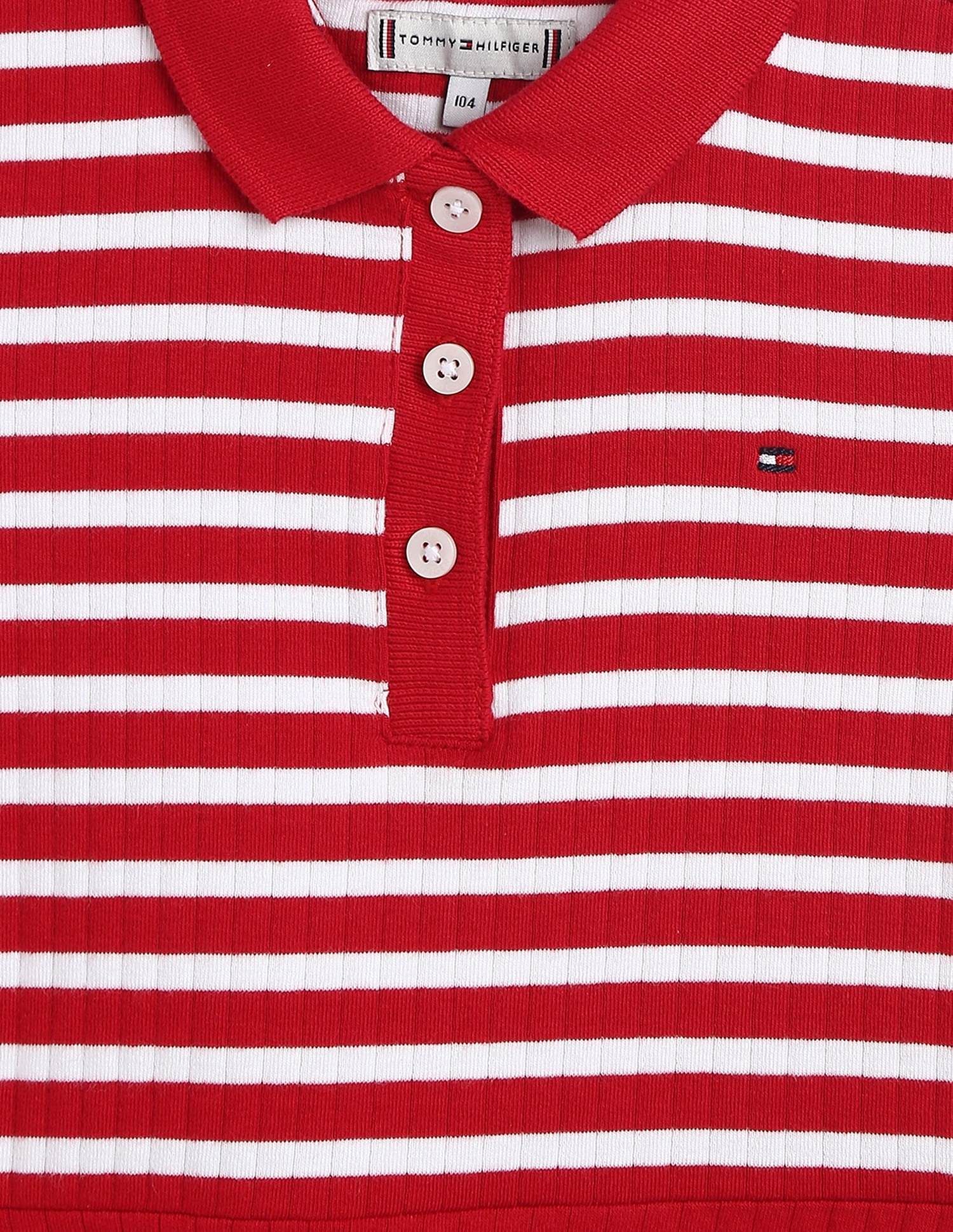 Tommy Hilfiger Kids Girls Striped Slim-Fit Cotton Dress