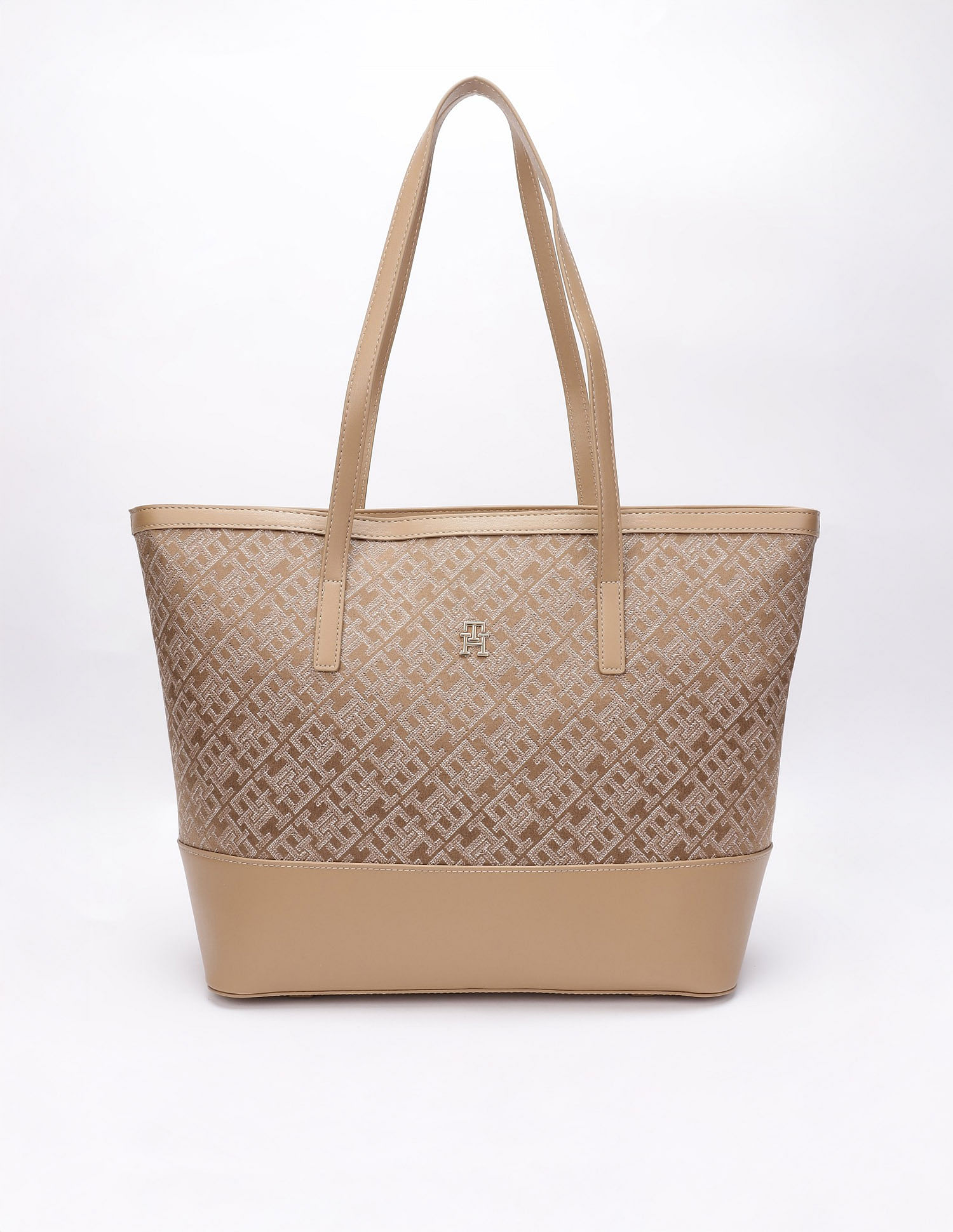 Tommy Hilfiger Logo Khaki Polyester Tote Bag