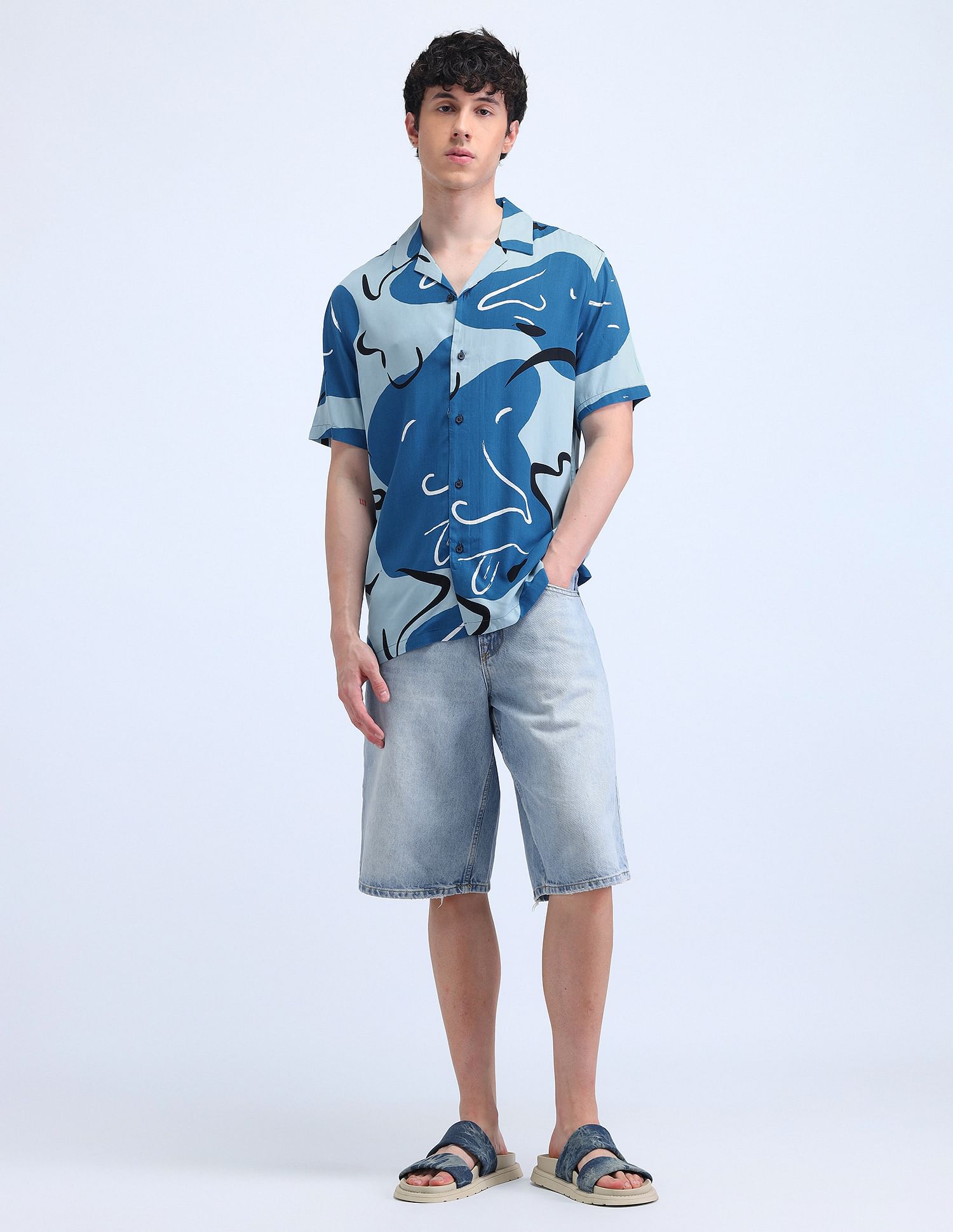 Flying Machine Abstract Pattern Regular Shirt