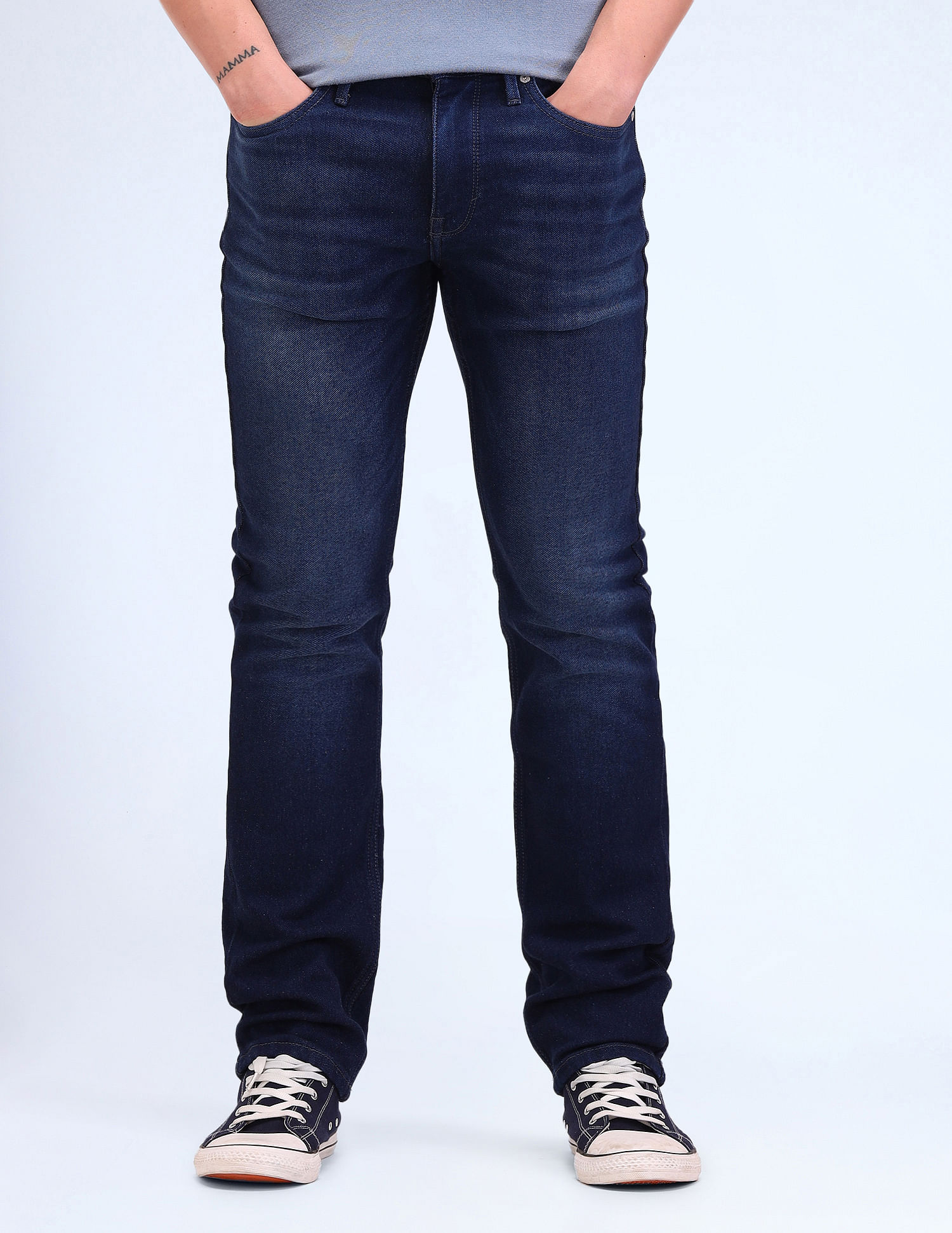 Flying Machine Freddie Slim Straight Fit Blue Jeans