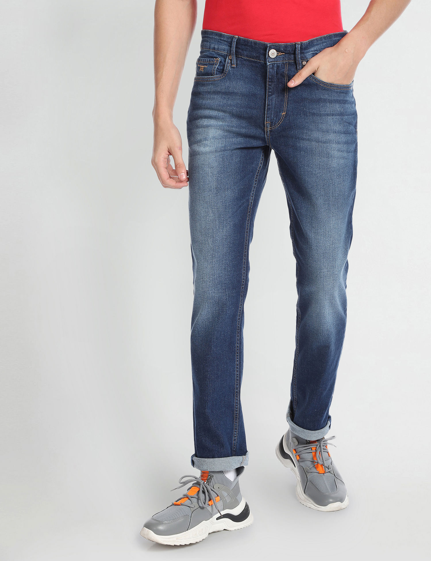 Flying Machine Stone Wash Freddie Slim Straight Fit Jeans