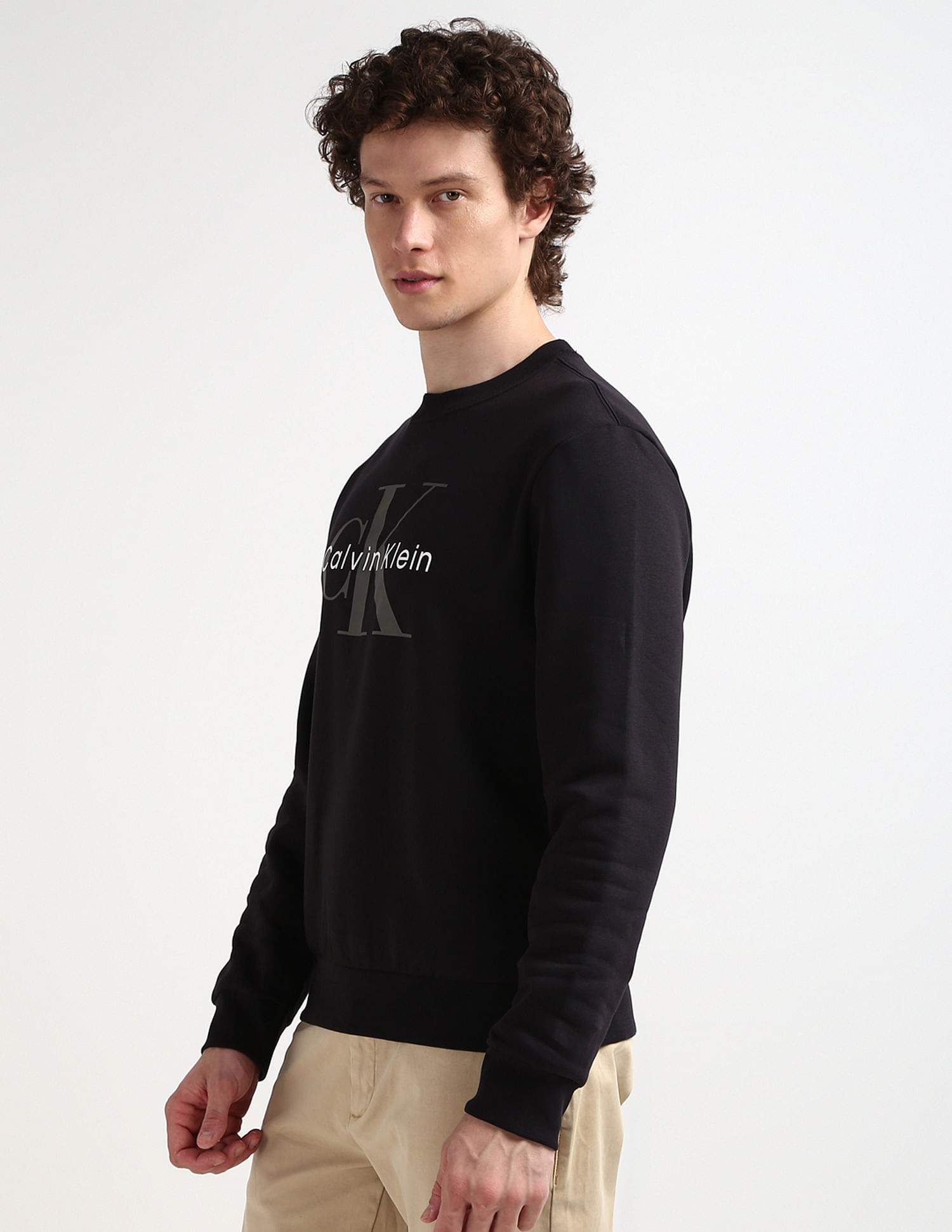 Calvin klein black crew neck sweatshirt best sale