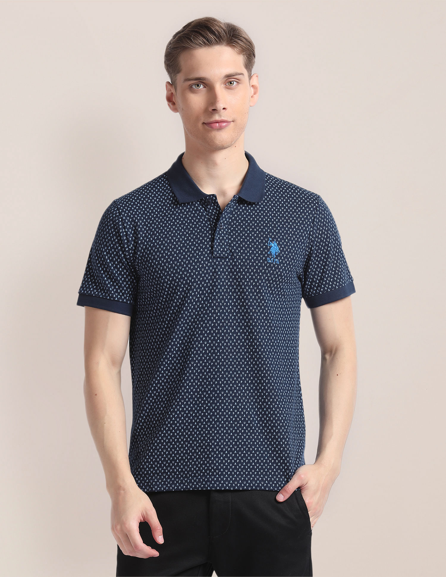 U.S. Polo Assn. Typography Print Slim Fit Polo Shirt