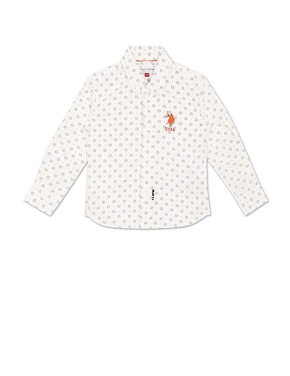 U.S. Polo Assn. Kids Boys Button Down Collar Printed Shirt