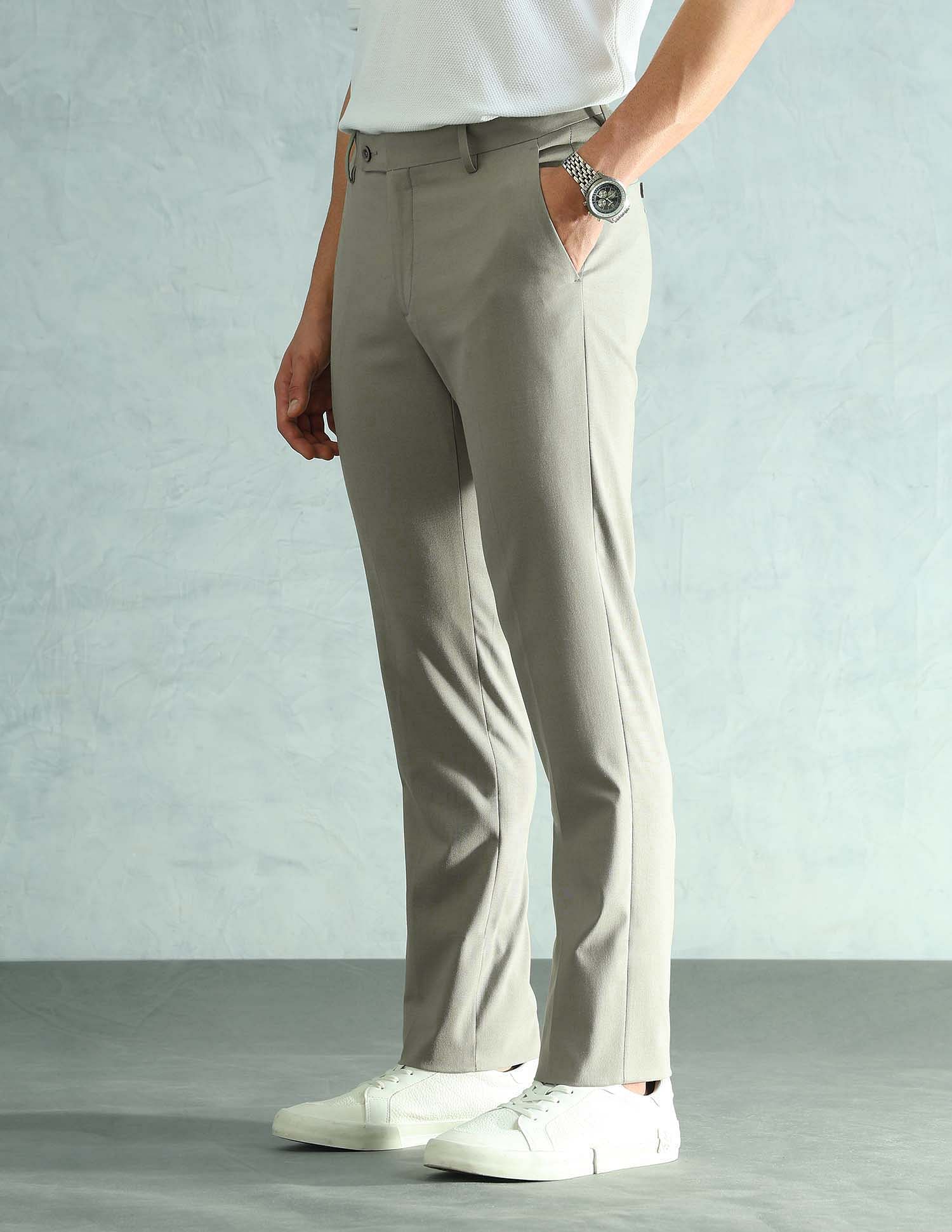 Arrow Solid Slim Fit Formal Trousers