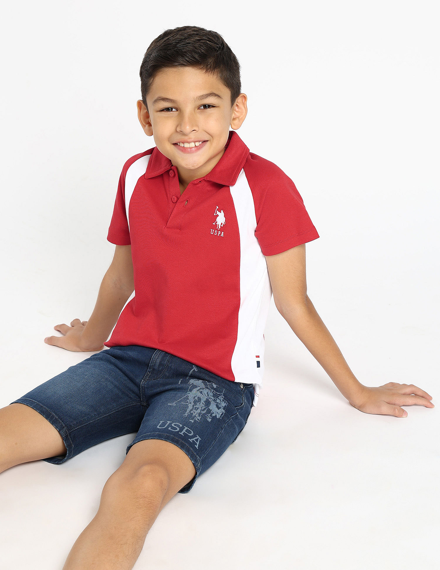 U.S. Polo Assn. Kids Boys Regular Fit Colourblocked Polo Shirt