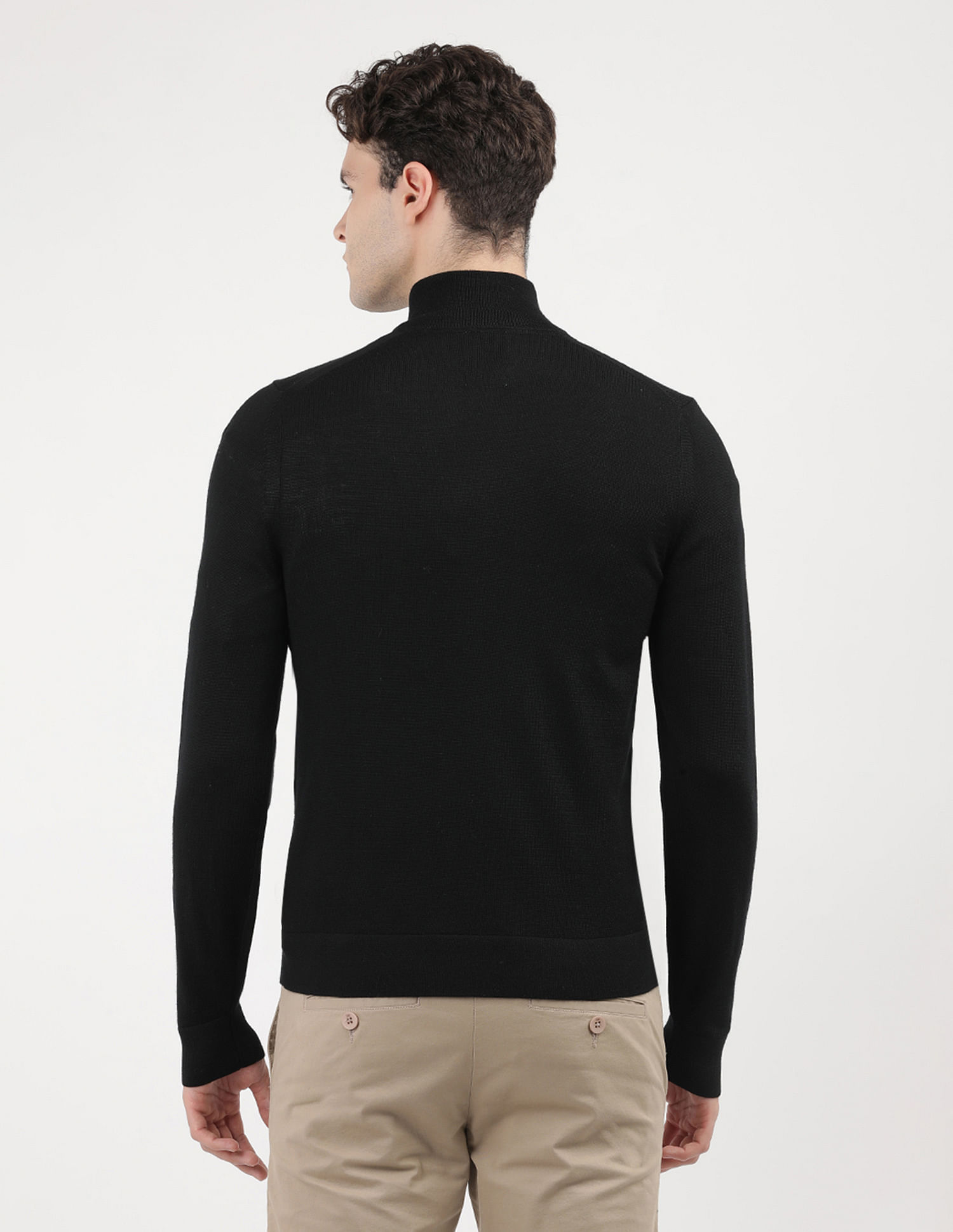 Calvin Klein Jeans Merino Rws Zip Through Solid Sweater