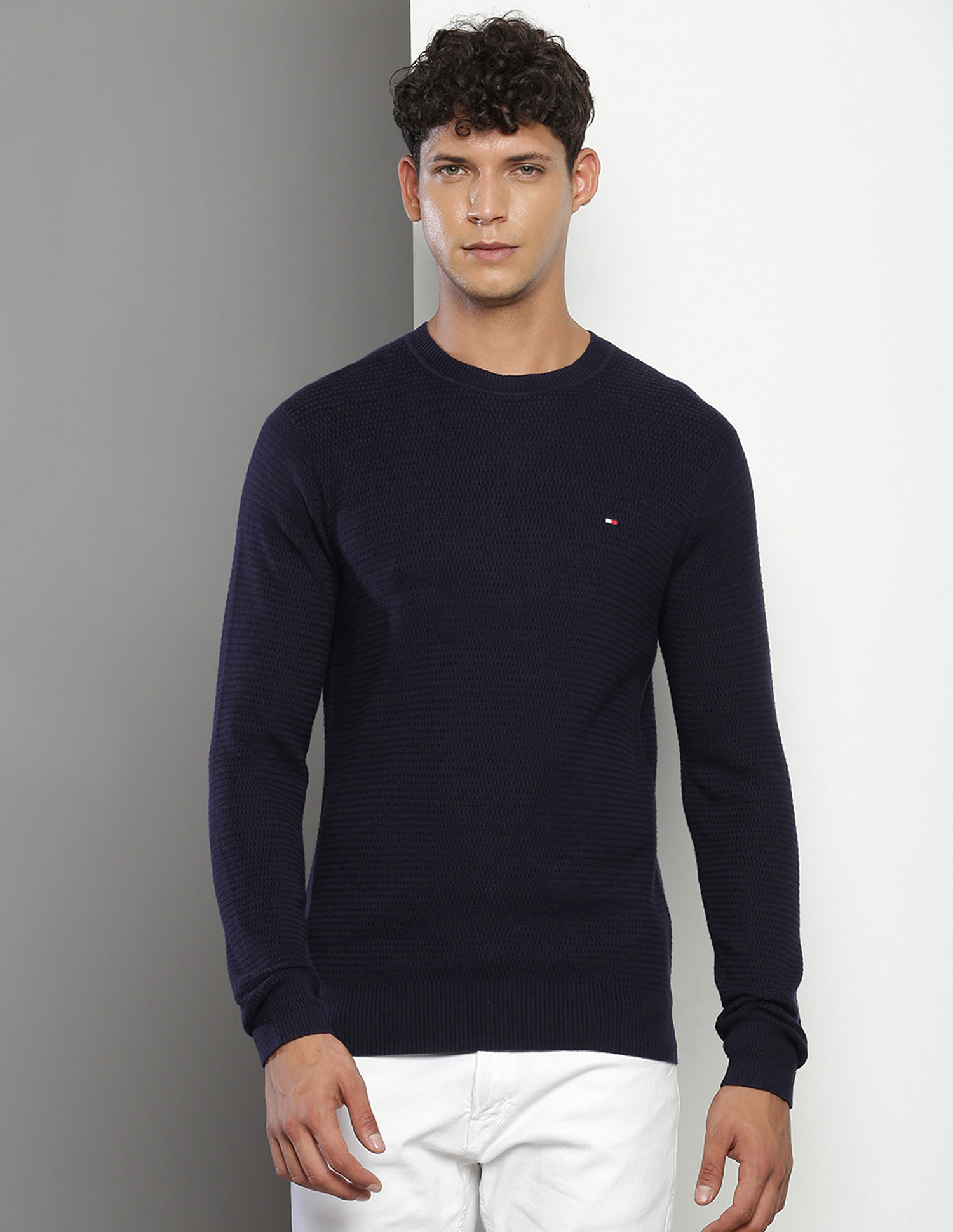 Tommy Hilfiger Crew Neck Textured Sweater