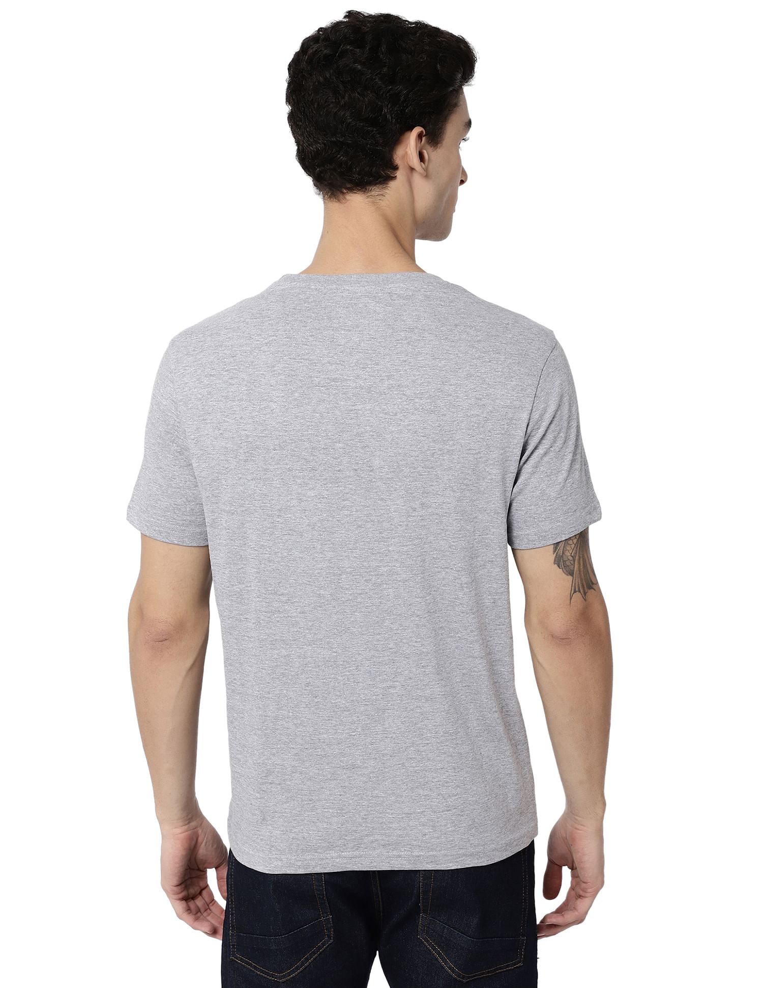 AD by Arvind Crew Neck Typographic Print Cotton T-Shirt