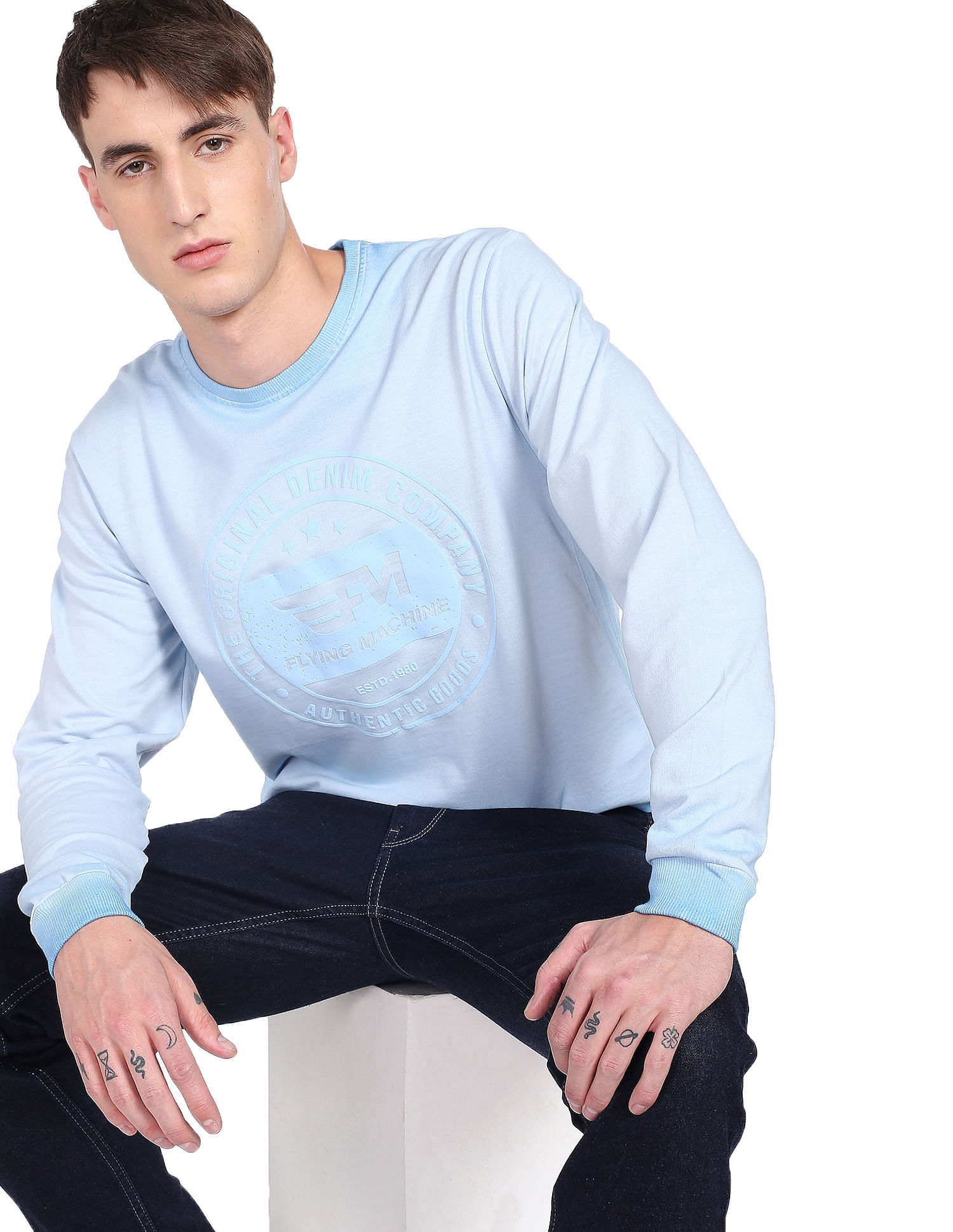 Flying Machine Crew Neck Printed Sweatshirt