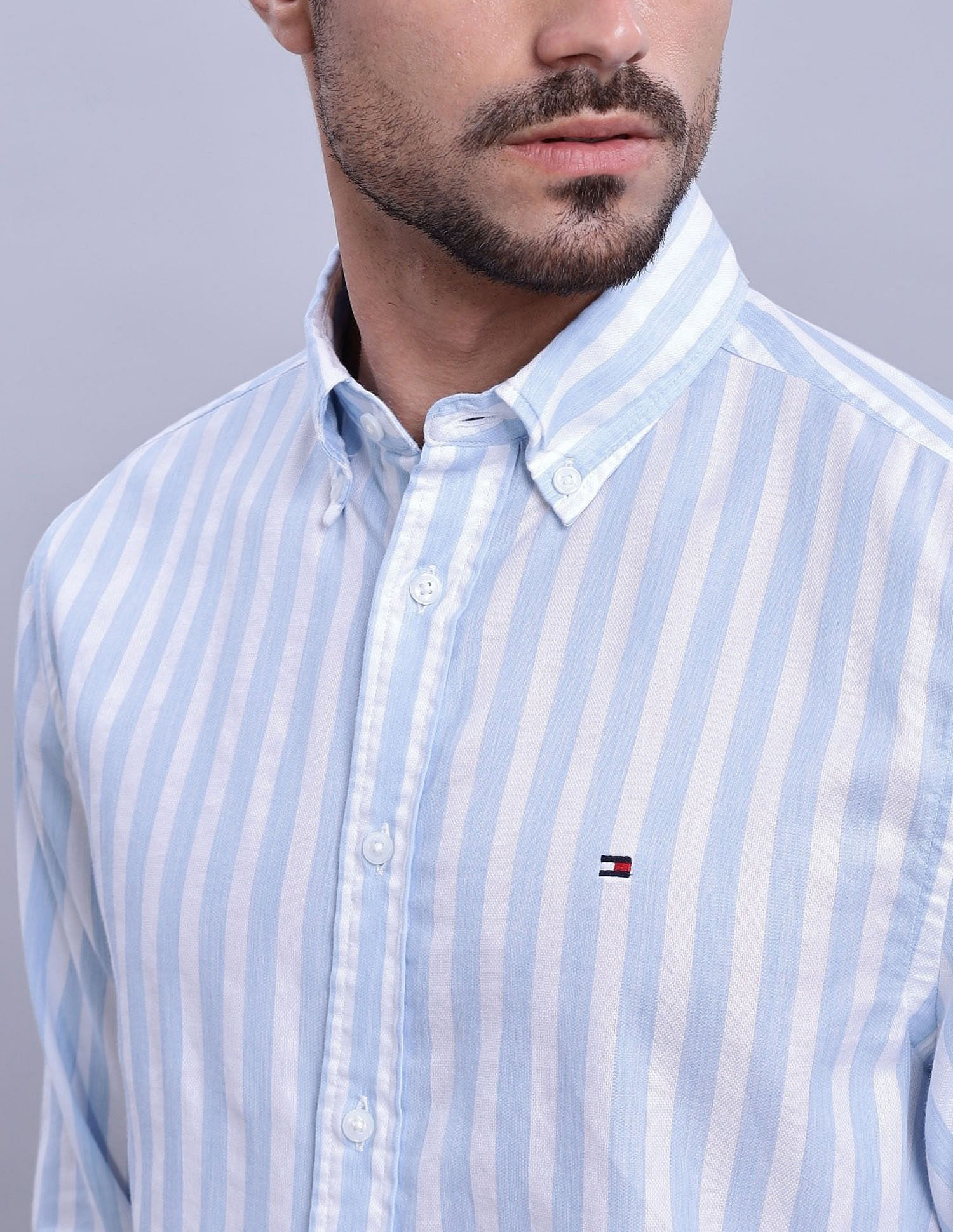 Tommy Hilfiger Striped Regular Fit Plain Woven Shirt