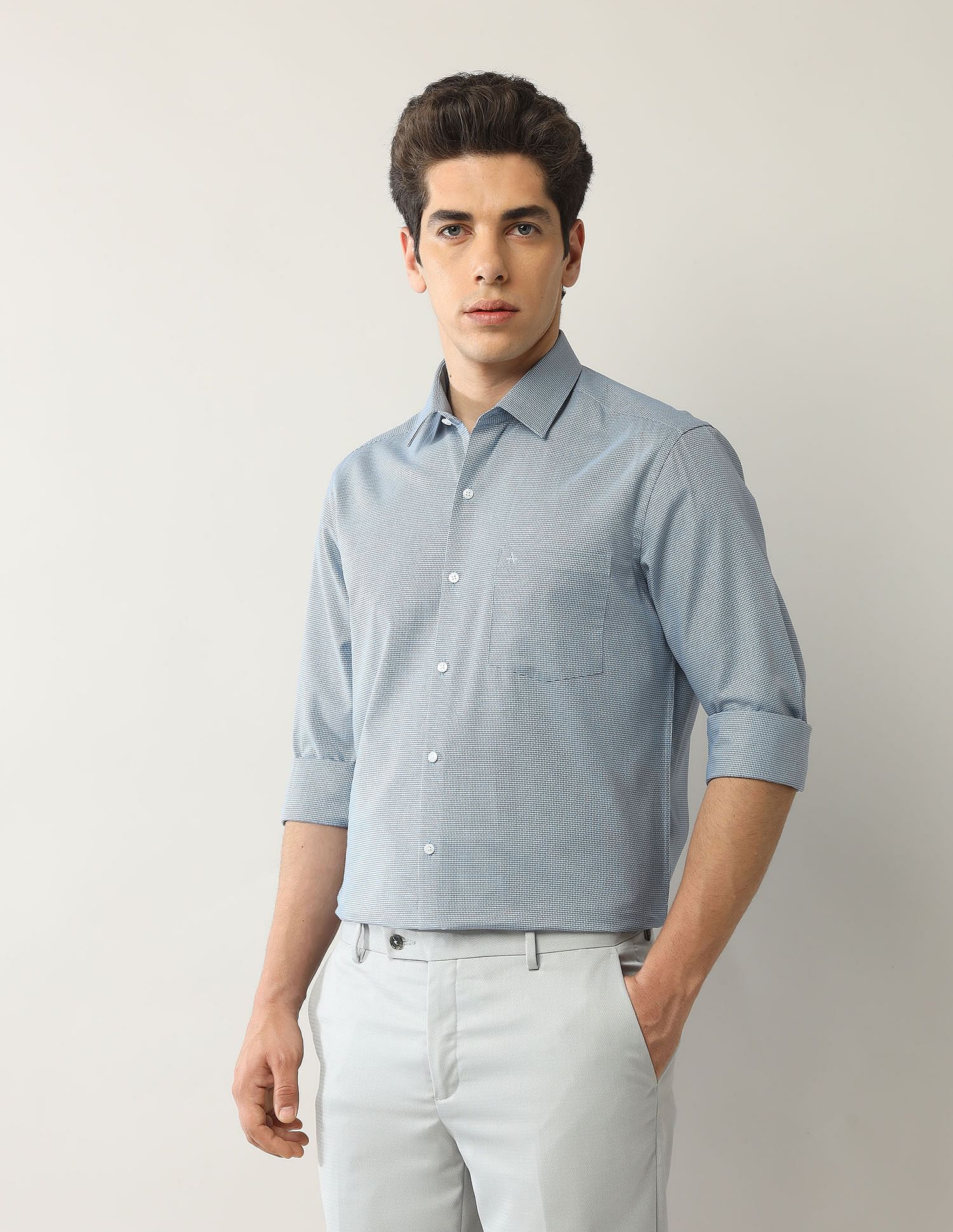 Arrow Textured Manhattan Slim Fit Shirt