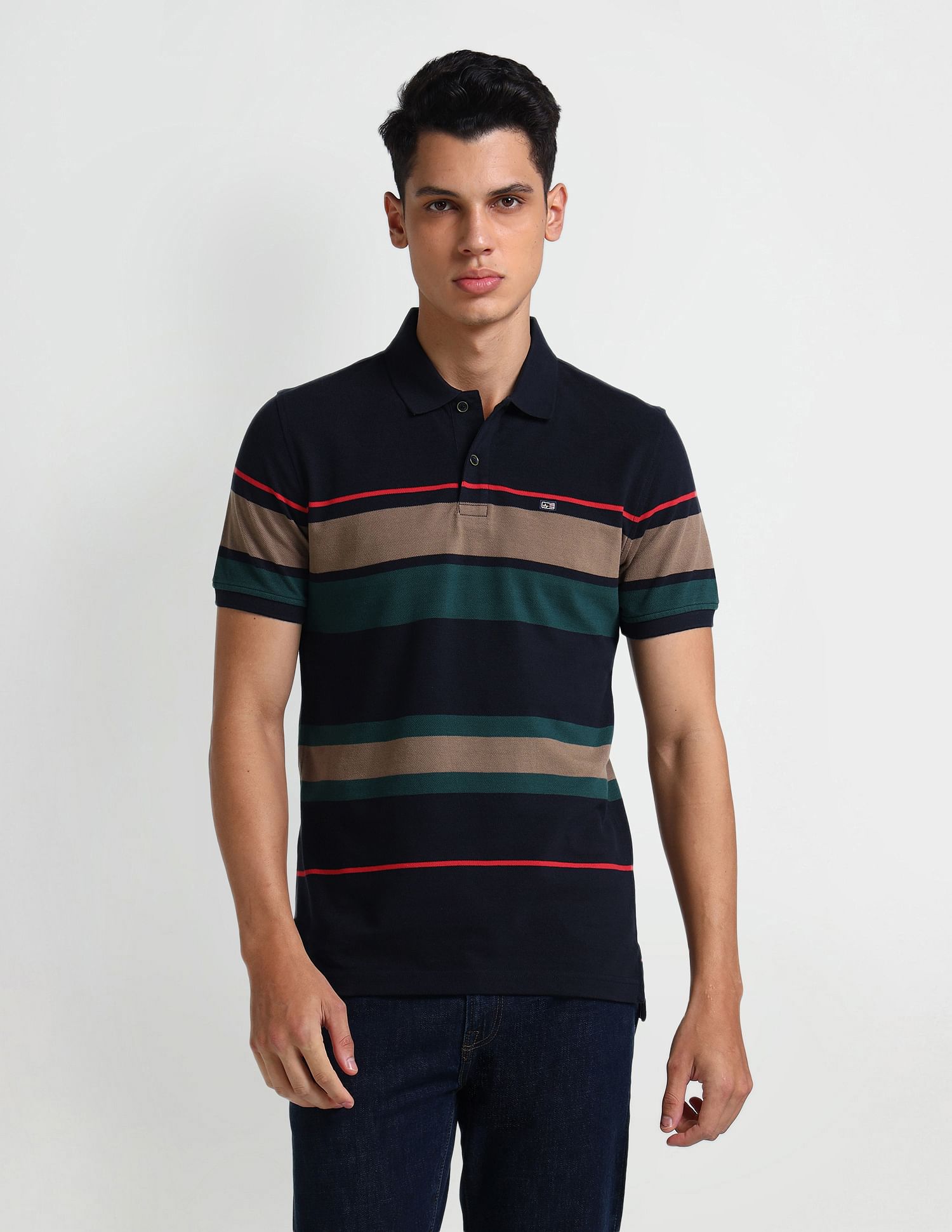 Arrow Sport Dynamax Horizontal Striped Regular Polo Shirt