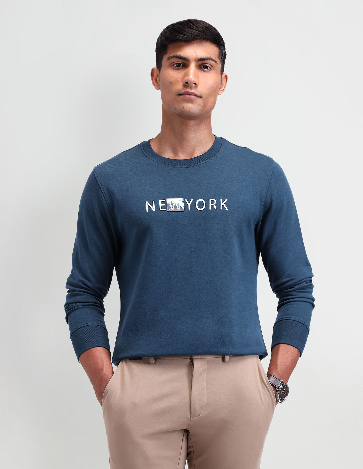 Arrow Newyork Crew Neck Typographic Sweatshirt