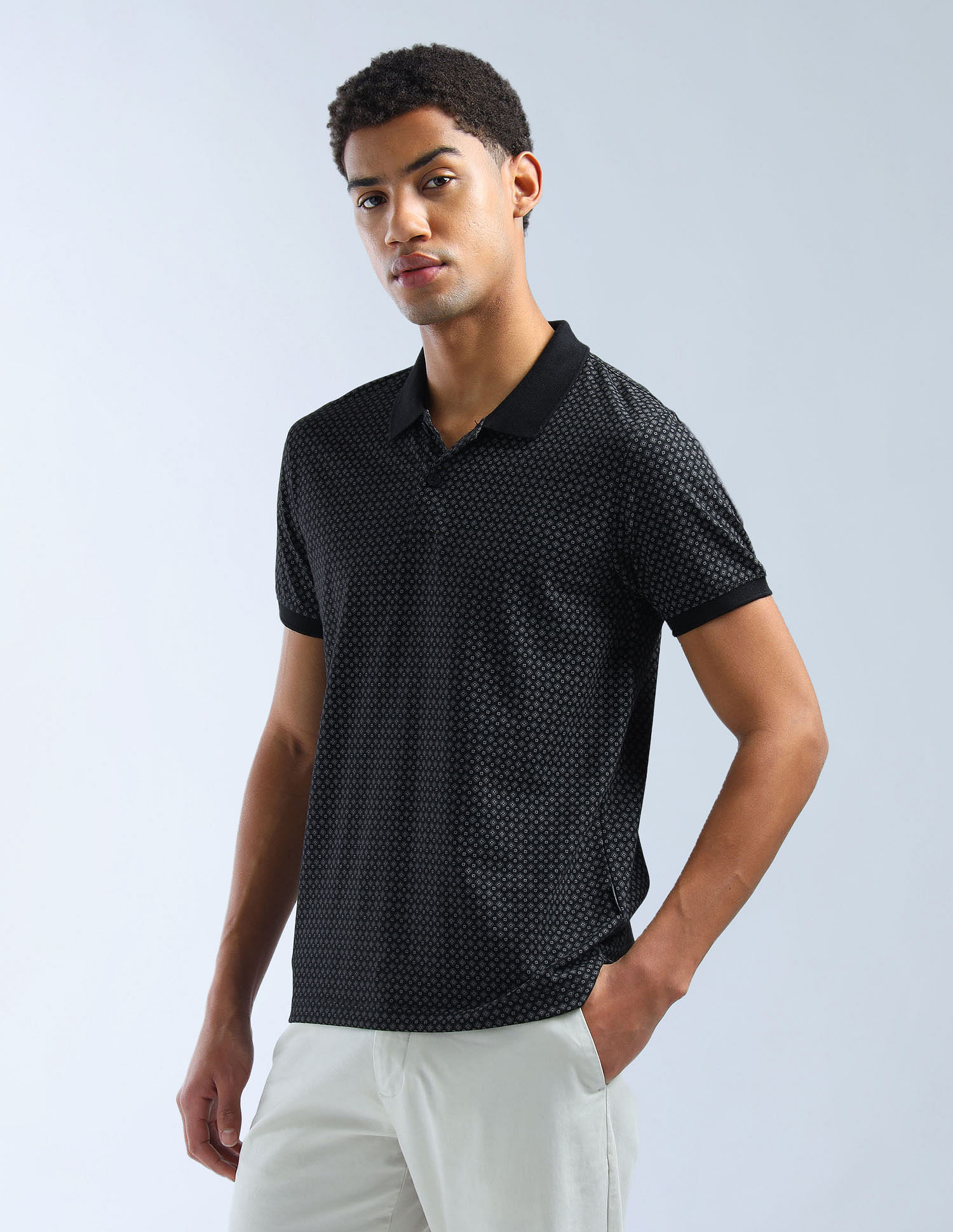 Flying Machine Geometric Printed Regular Fit Polo Shirt