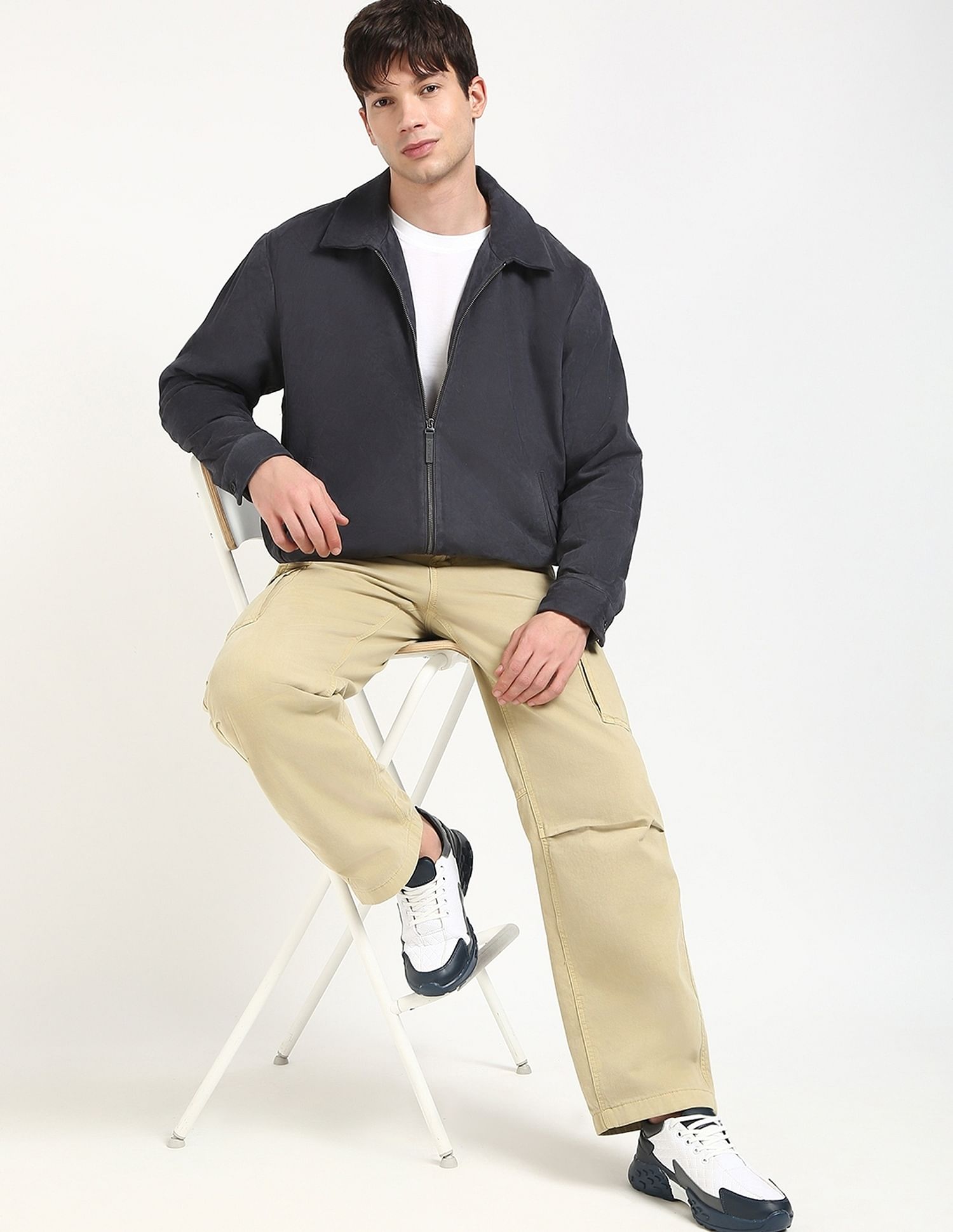 Calvin Klein Jeans Solid Regular-Fit Leather Jacket