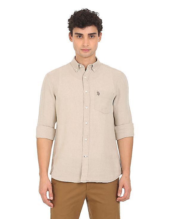 U.S. Polo Assn. Tailored Regular Fit Linen Casual Shirt