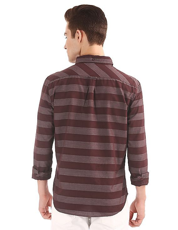 Aeropostale Horizontal Stripe Button Down Shirt