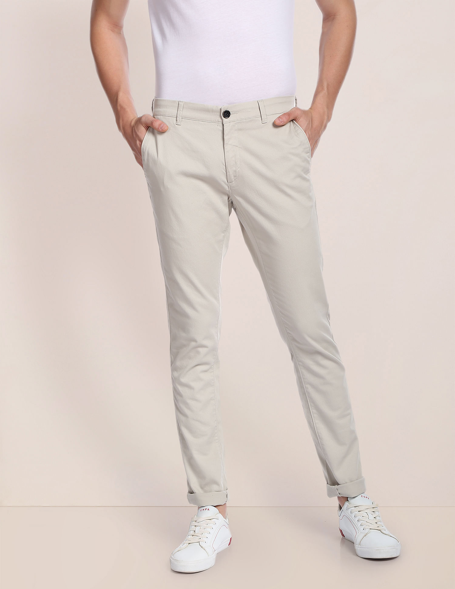 U.S. Polo Assn. Austin Trim Fit Textured Casual Trousers
