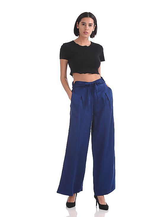 Wide Leg Striped Summer Pants, High Waist Dark Blue Rayon Pants, Oversize  Summer Trousers, Palazzo Pants, Bohemian Belted Pants With Pockets - Etsy  Canada | Wide pants outfit, Stripped pants outfit, Rayon pants