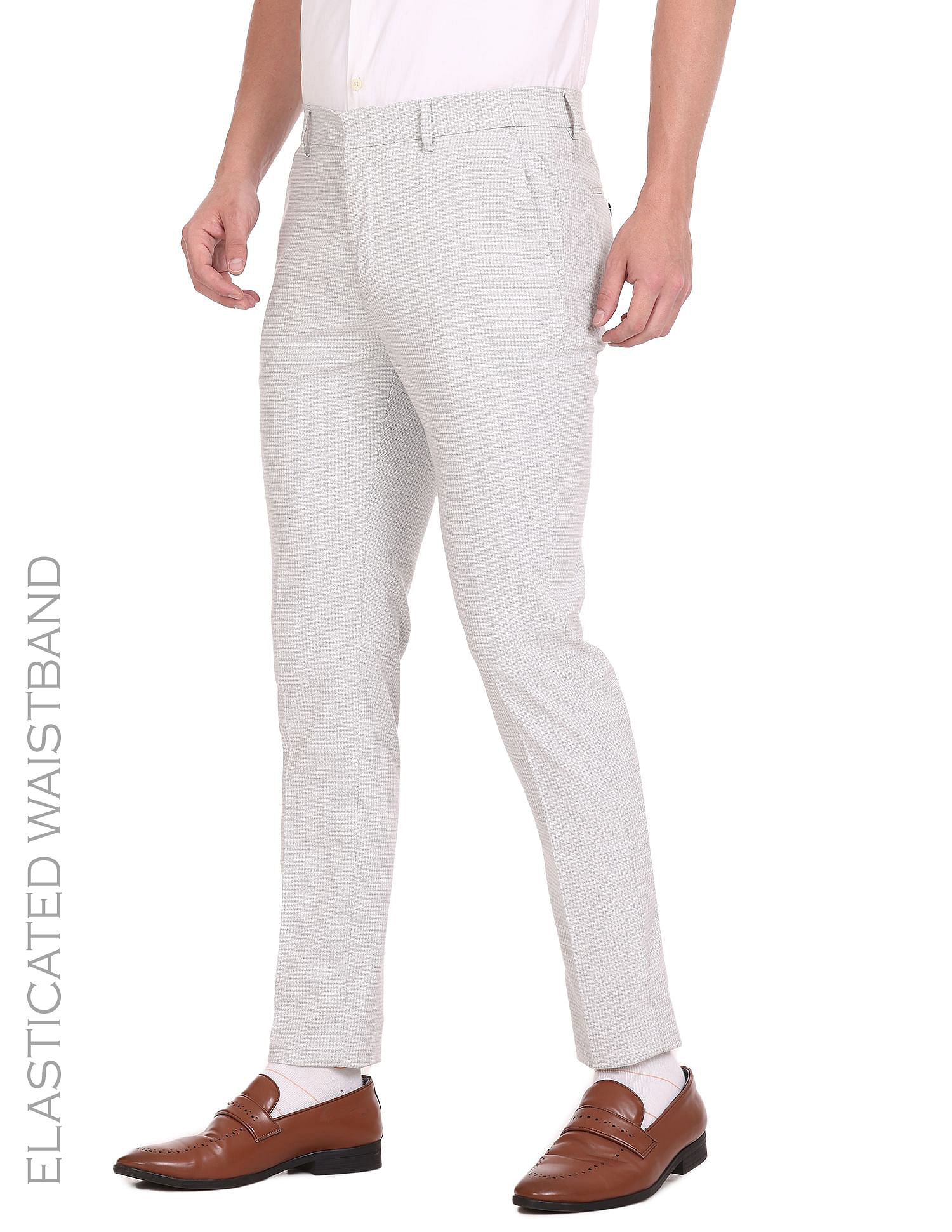 Buy Arrow New York Men Navy Blue Original Slim Fit Solid Formal Trousers -  Trousers for Men 2523226 | Myntra